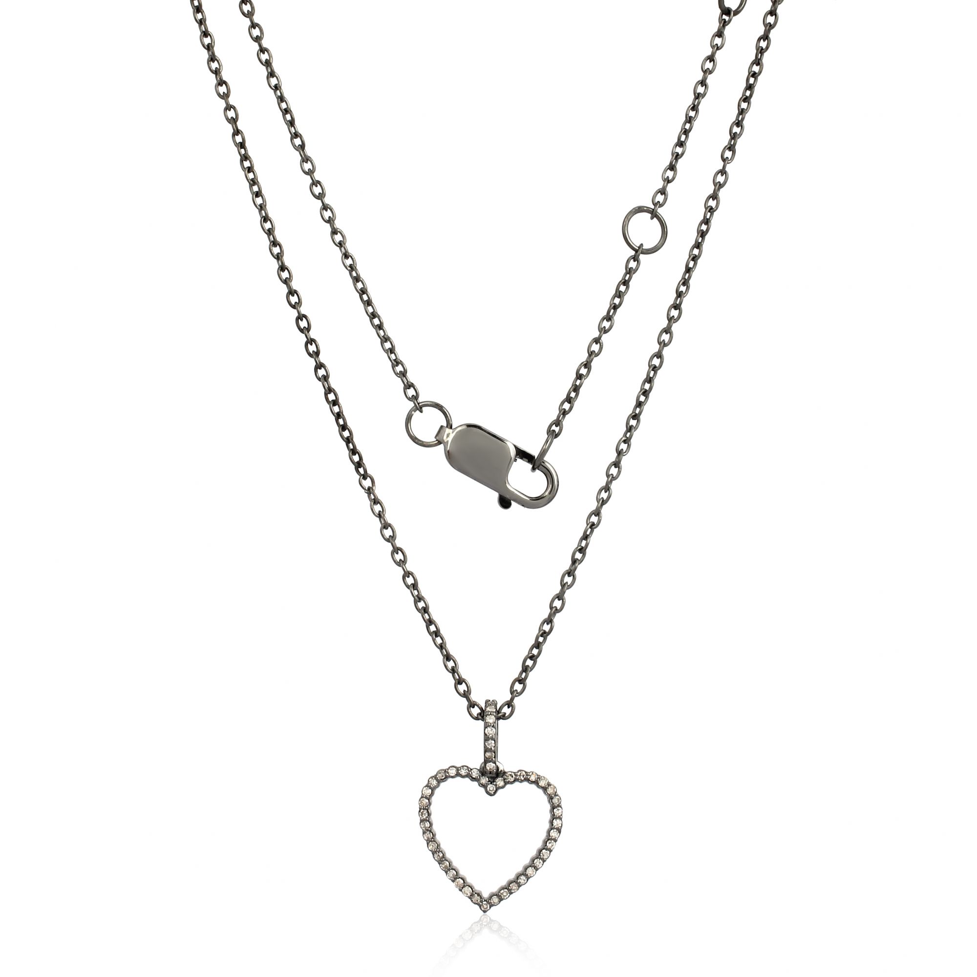 Sterling Silver Heart Pendant With Diamonds