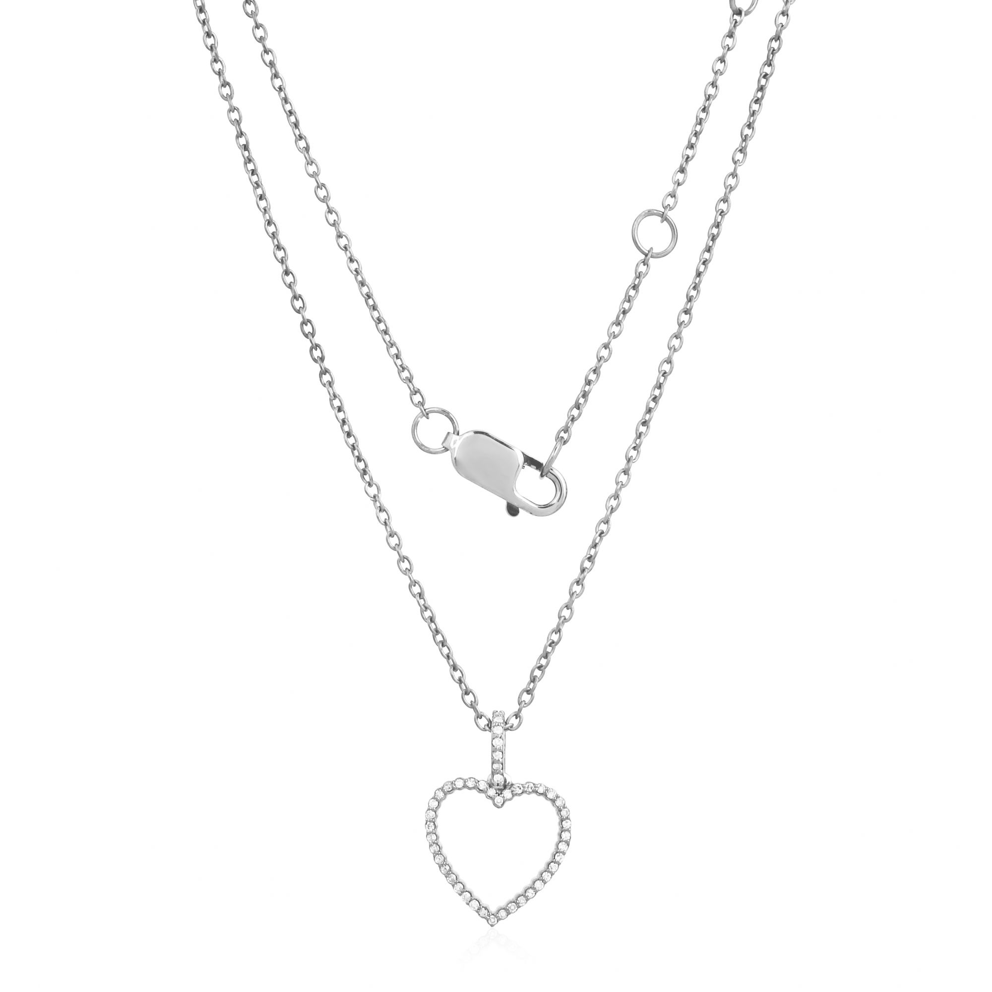 White Gold Heart Pendant With Diamonds