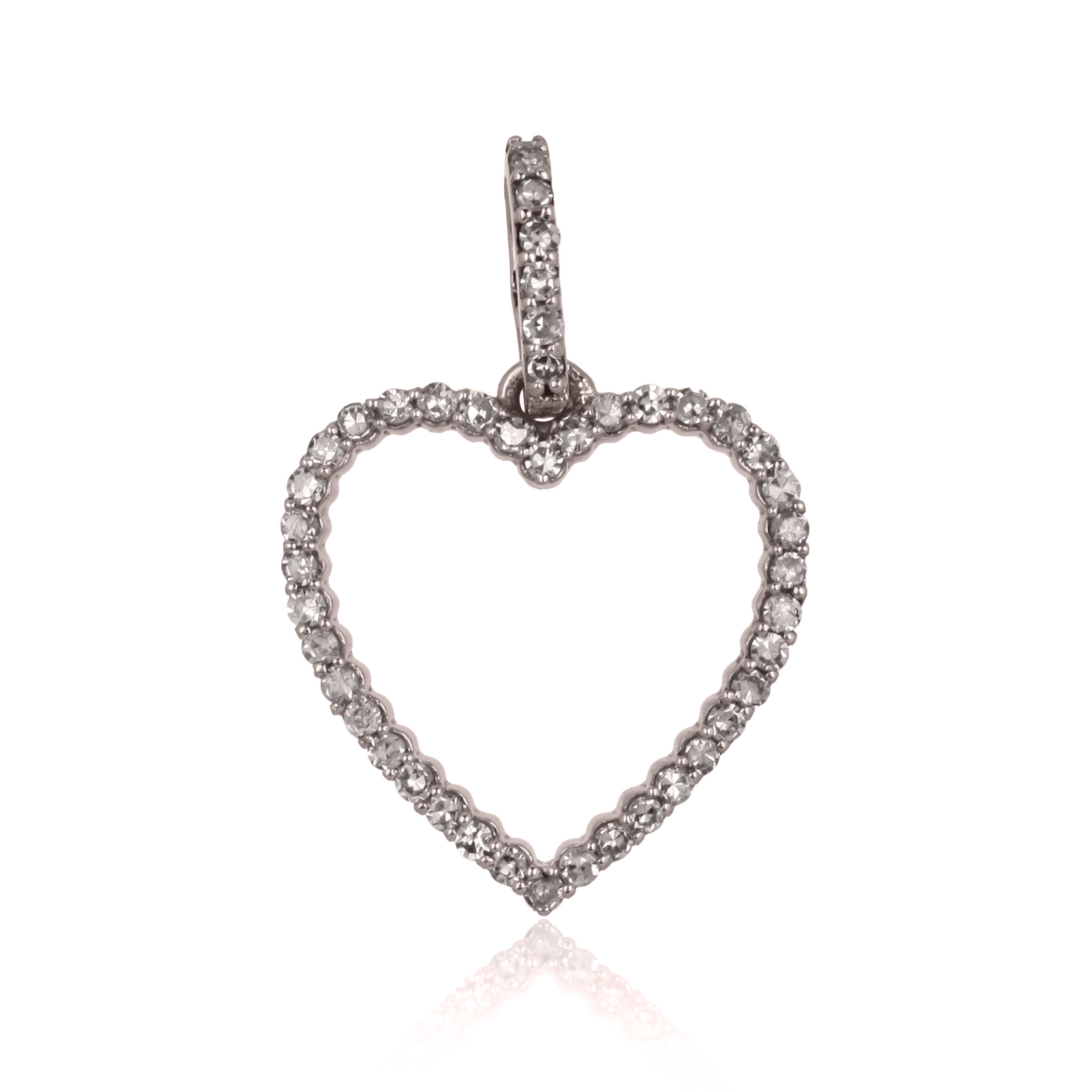 Sterling Silver Heart Pendant With Diamonds