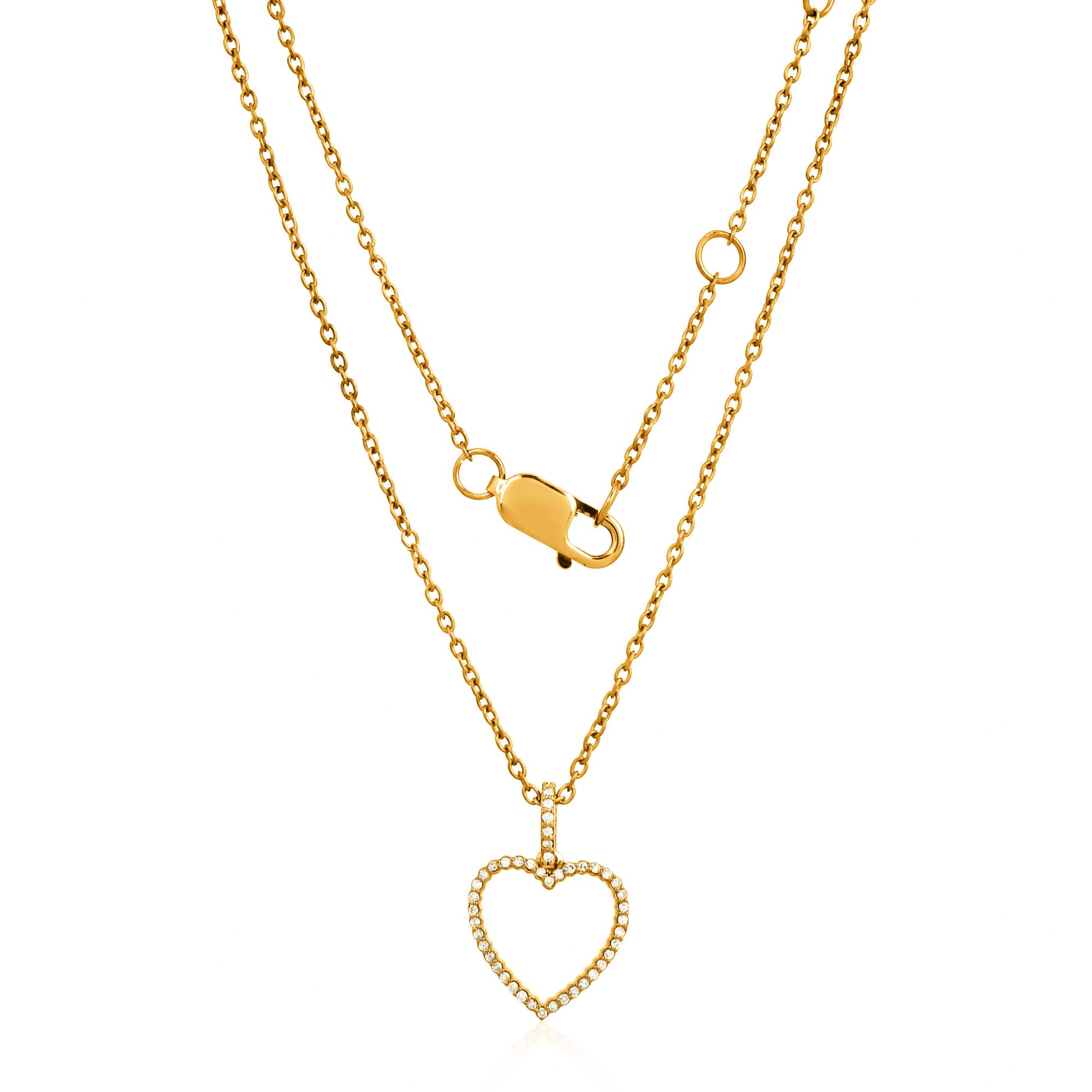 Yellow Gold Heart Pendant With Diamonds