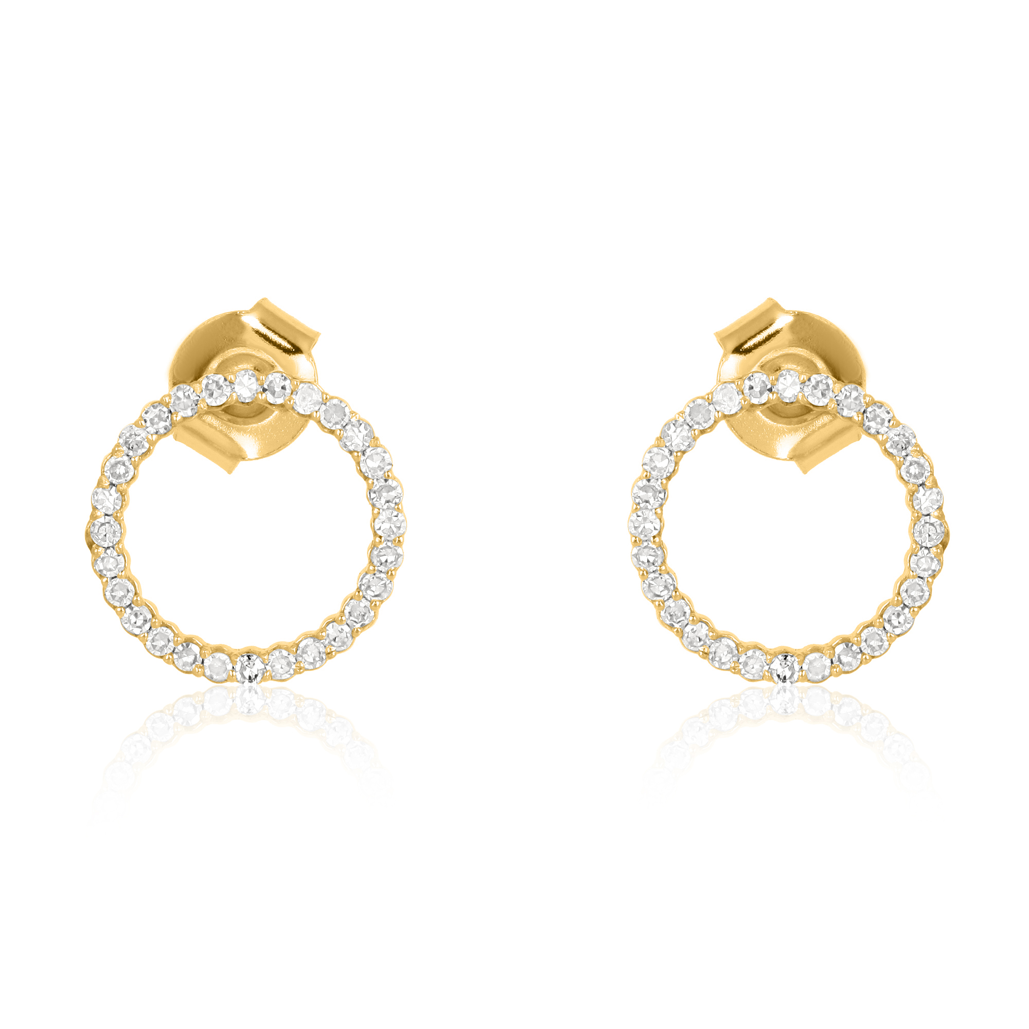 Sterling Silver Diamond Single Line Round Studs