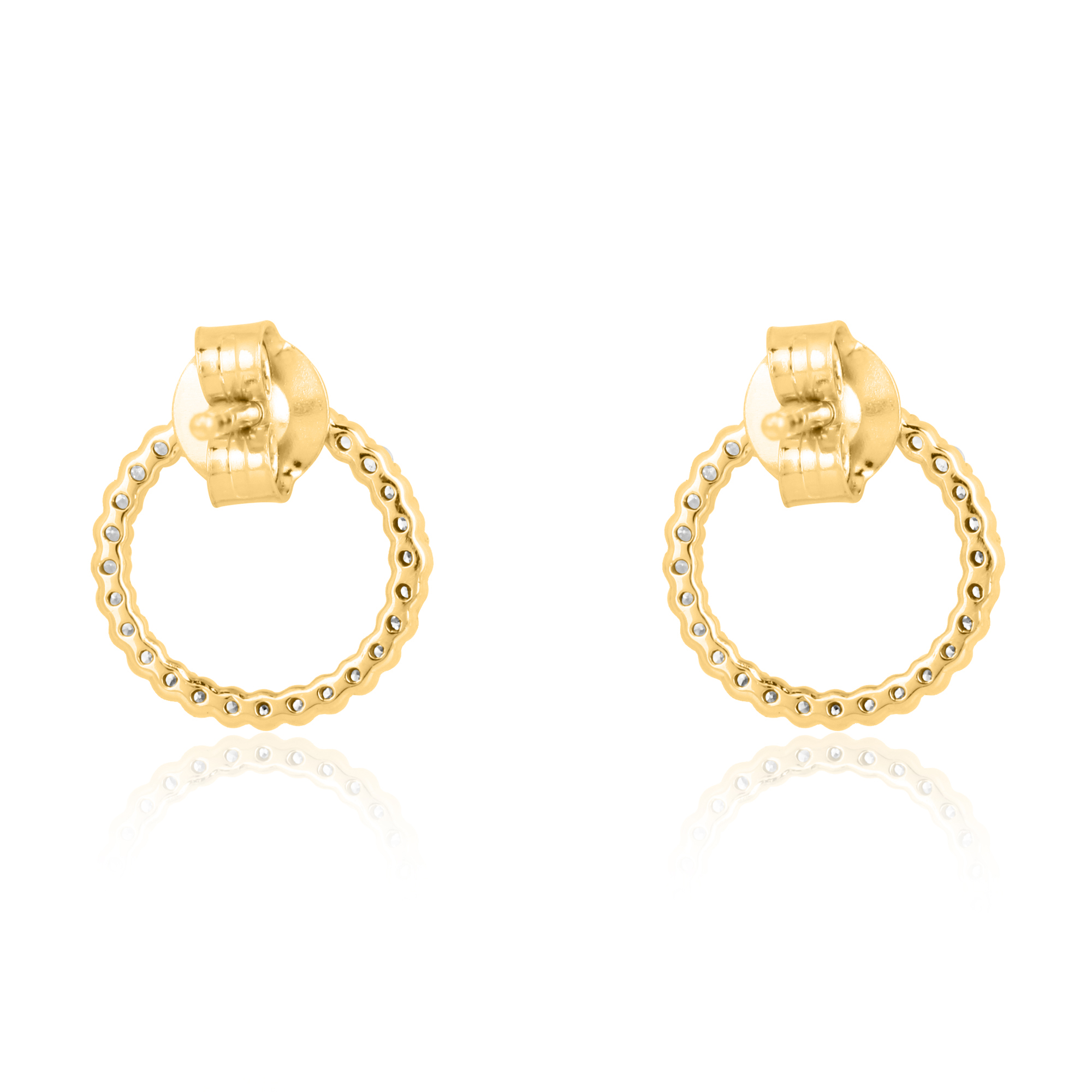 Sterling Silver Diamond Single Line Round Studs