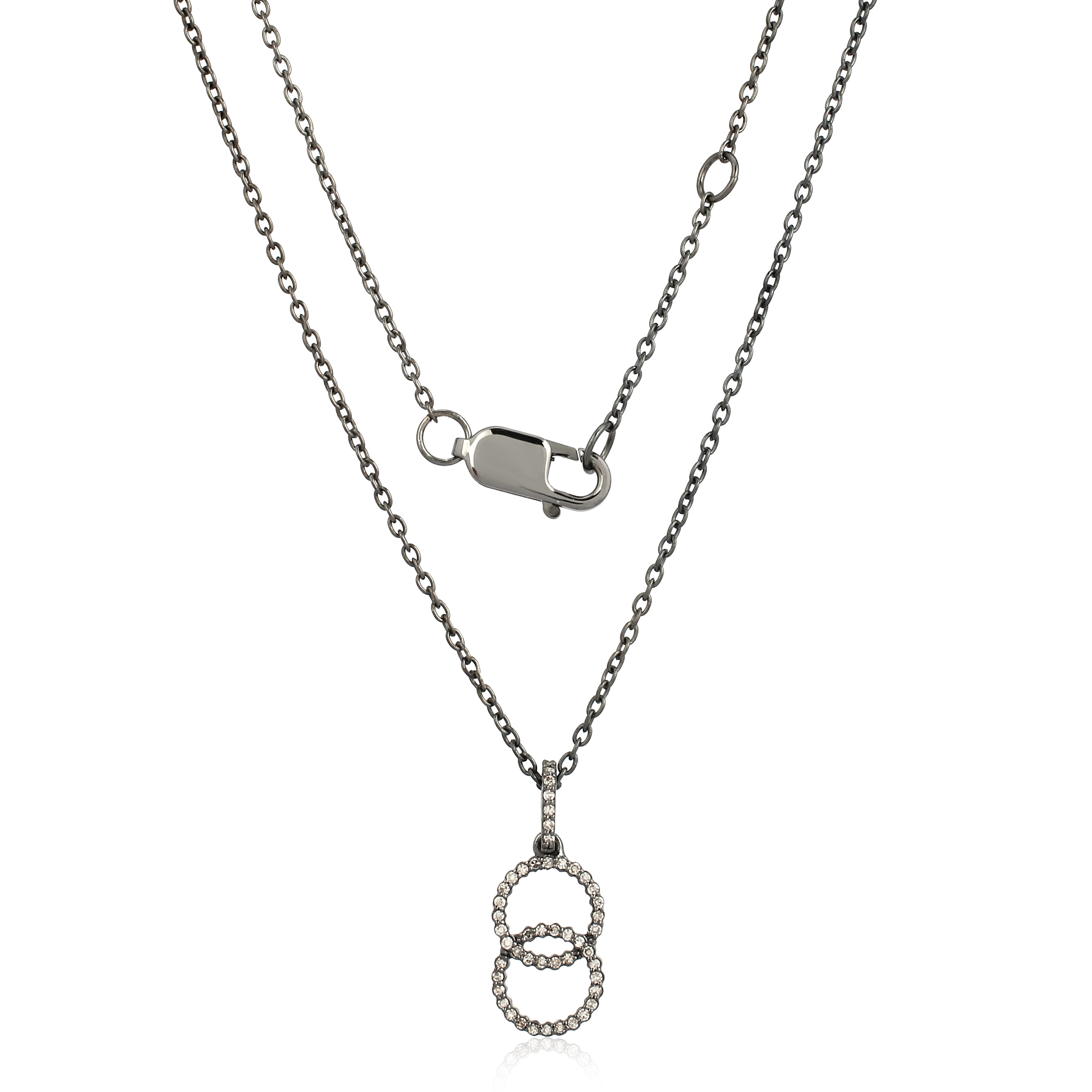 Sterling Silver Two Circle Diamond Pendant