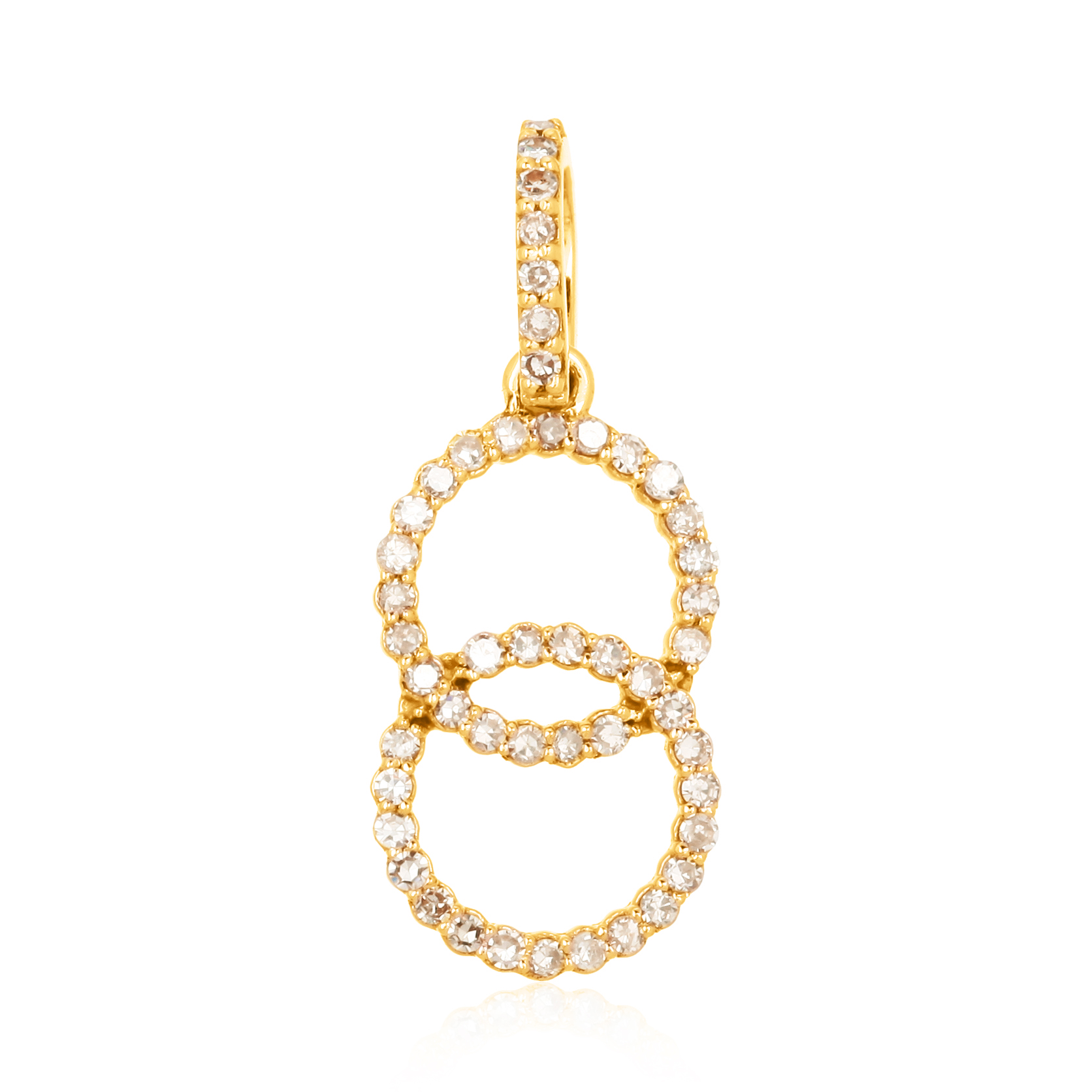 Sterling Silver Two Circle Diamond Pendant