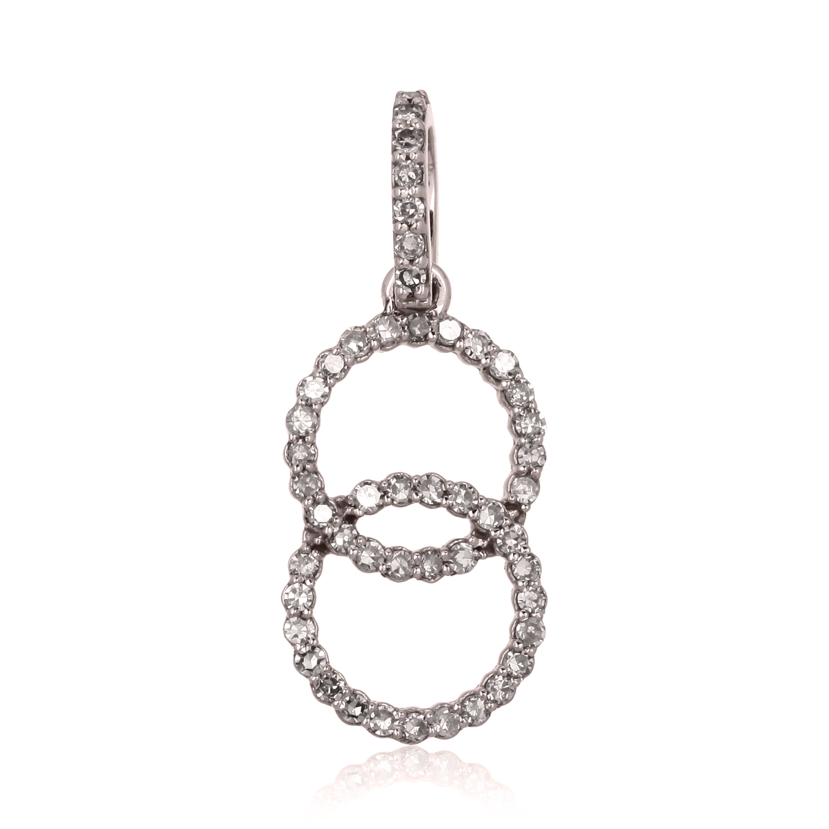 Sterling Silver Two Circle Diamond Pendant