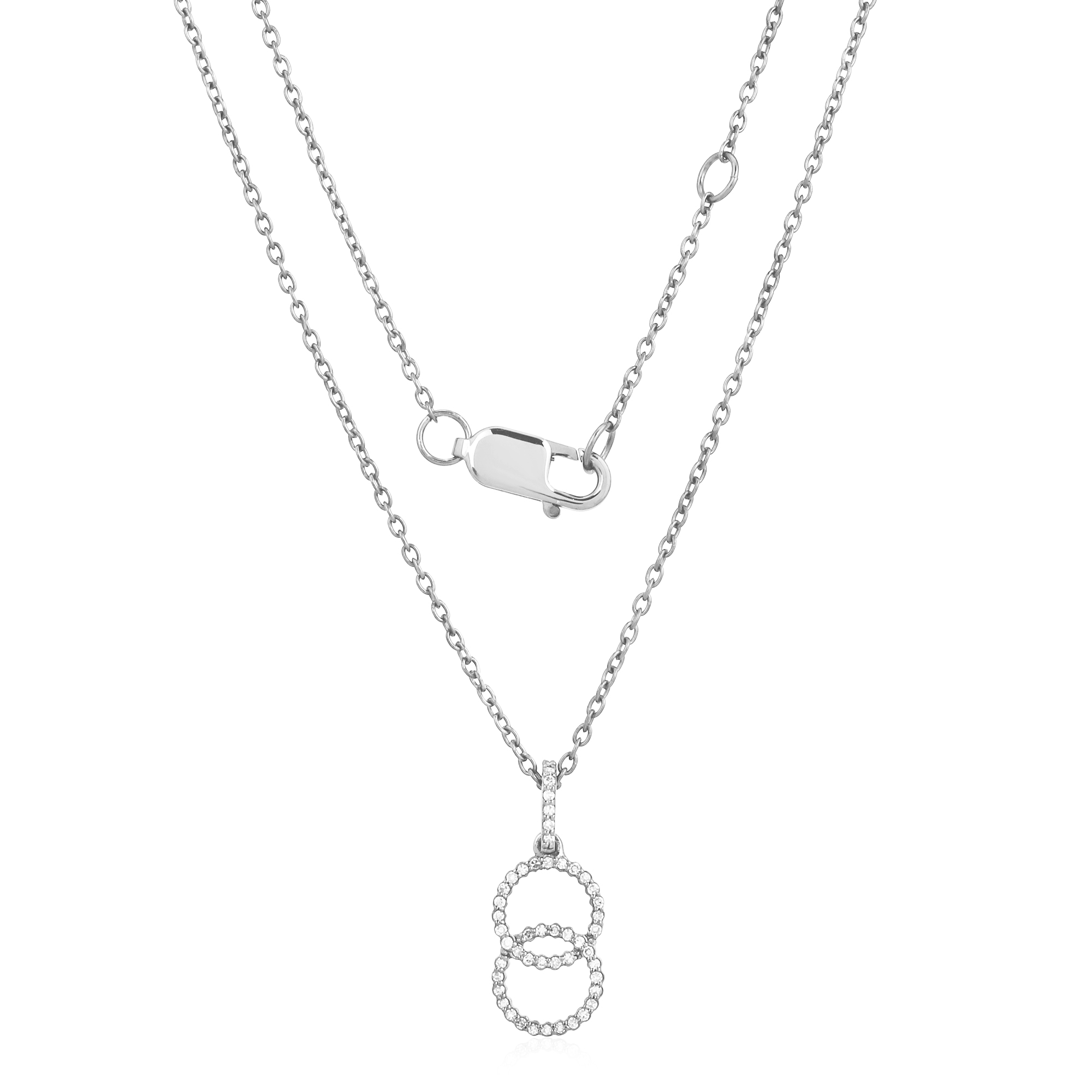 Sterling Silver Two Circle Diamond Pendant