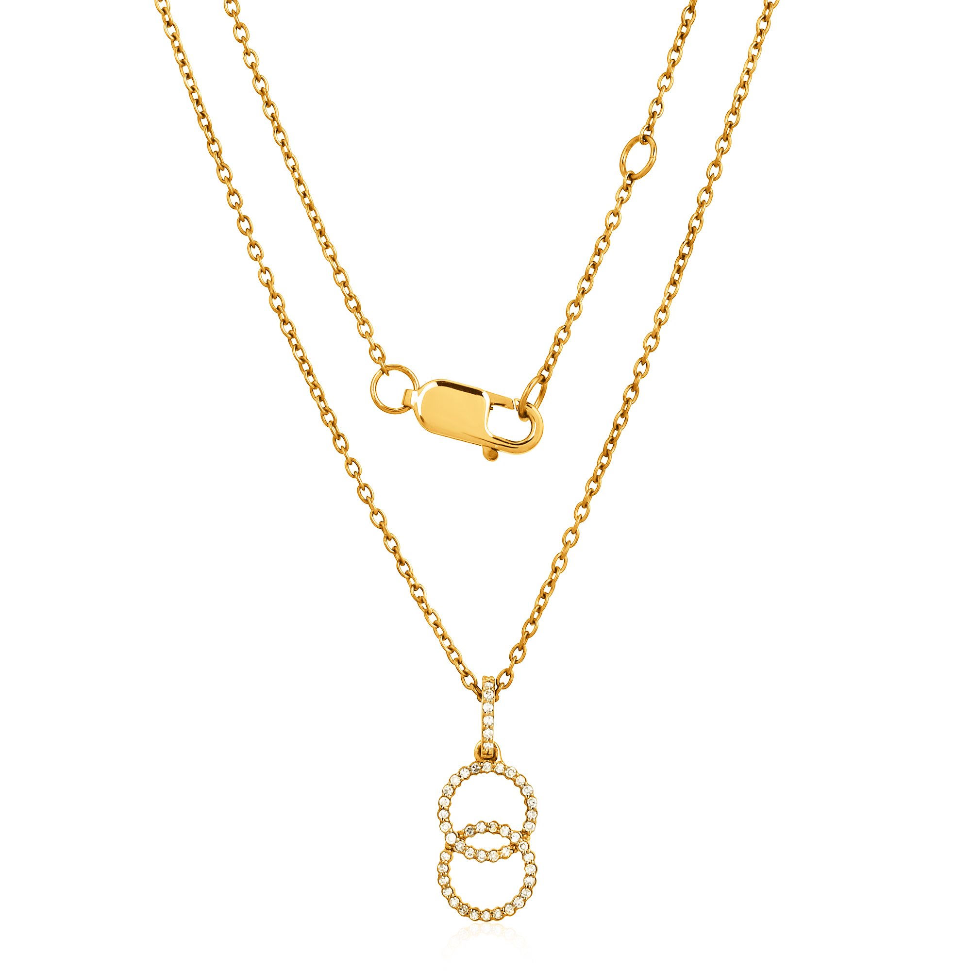 Yellow Gold Two Circle Diamond Pendant