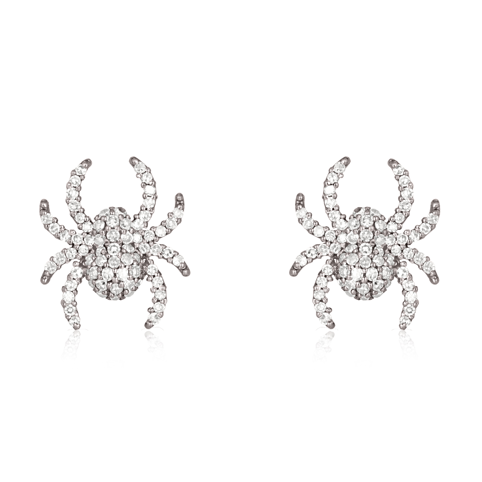 Sterling Silver Diamond Spider Studs
