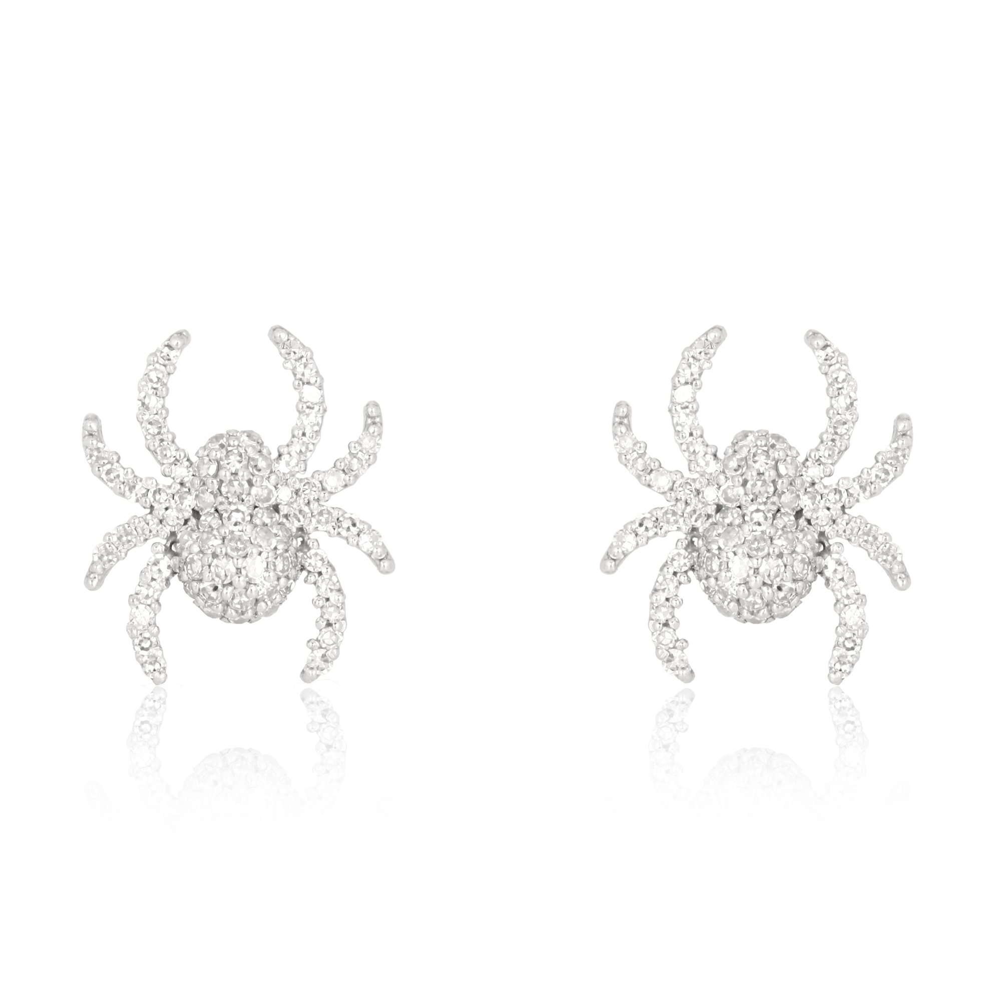 Sterling Silver Diamond Spider Studs