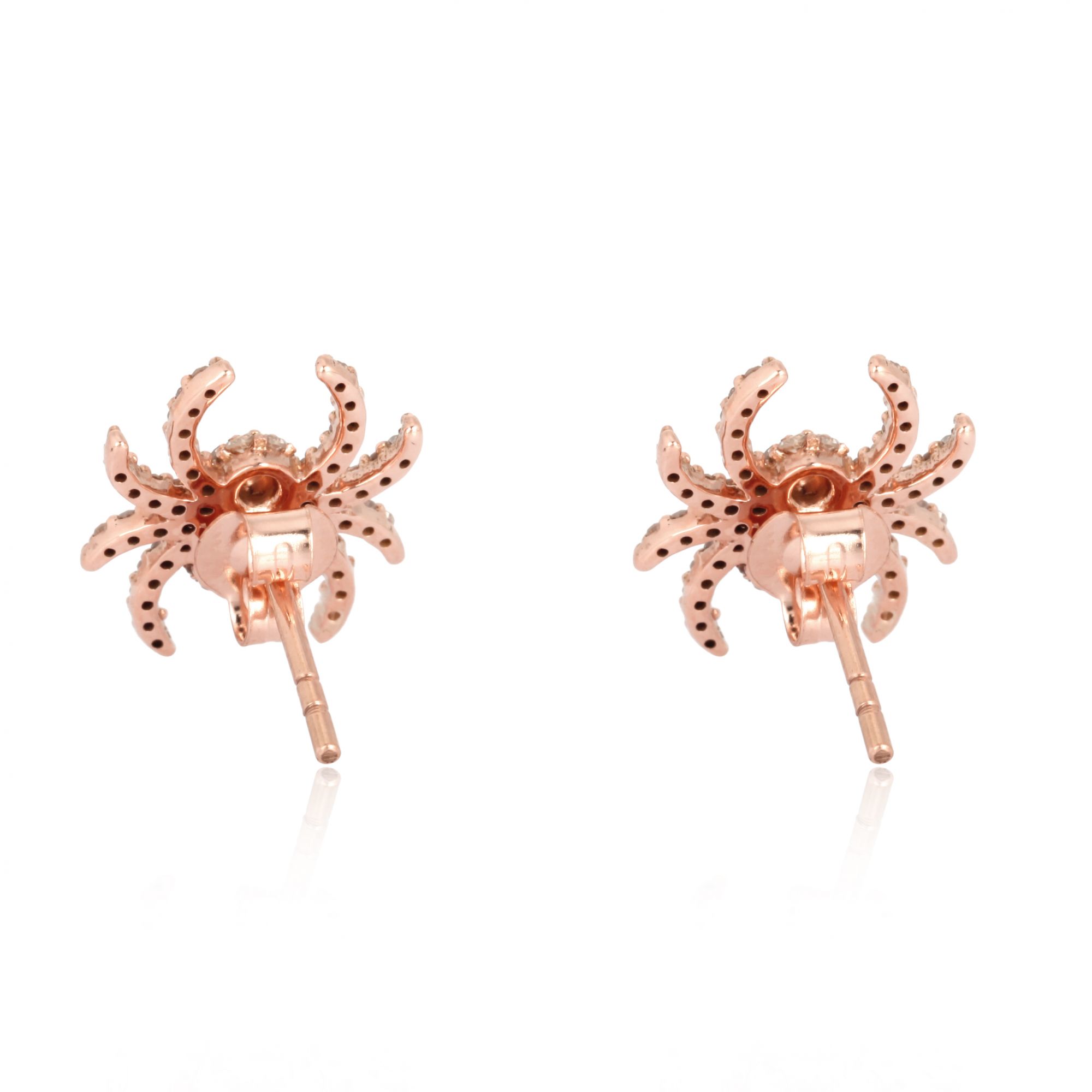 Sterling Silver Diamond Spider Studs