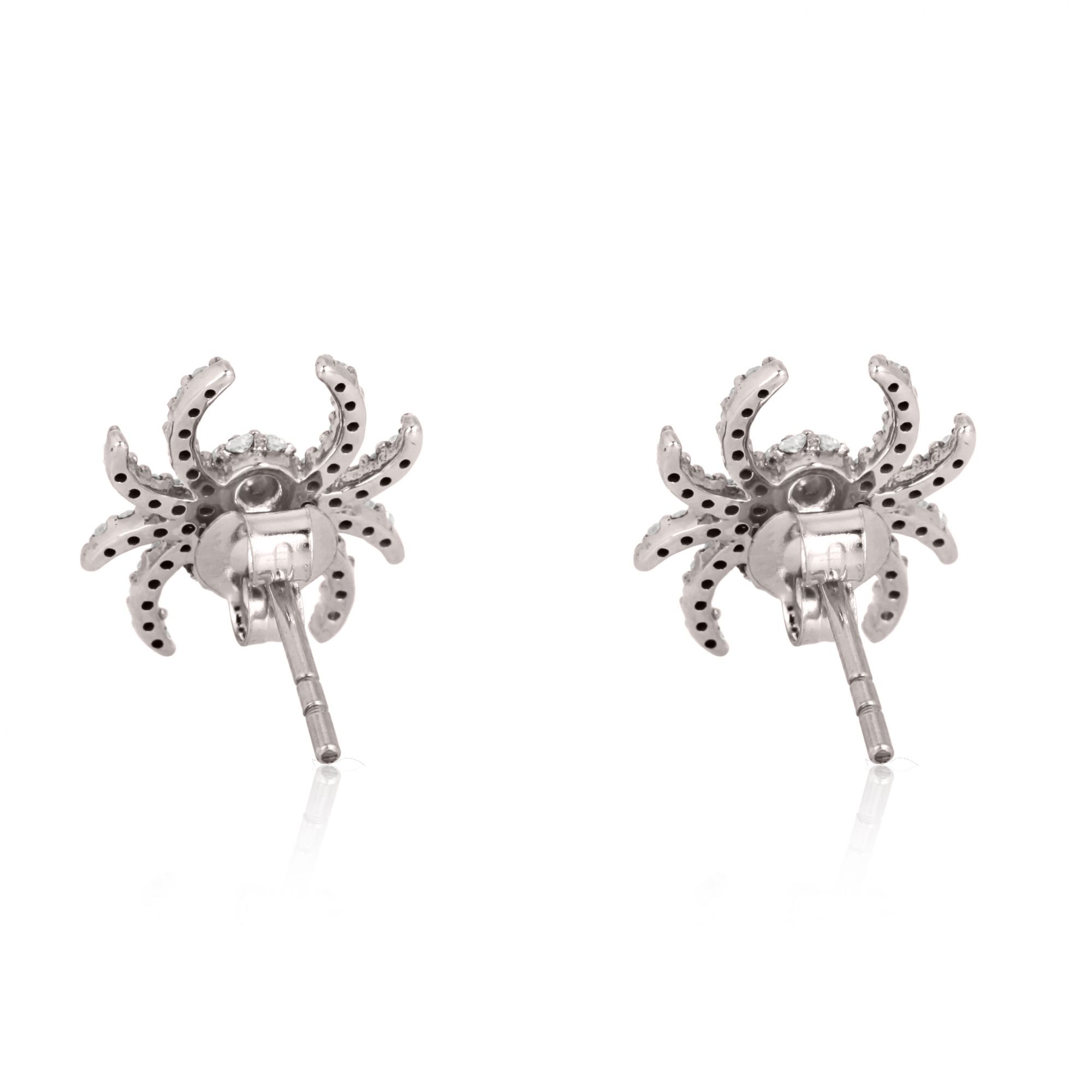 Sterling Silver Diamond Spider Studs