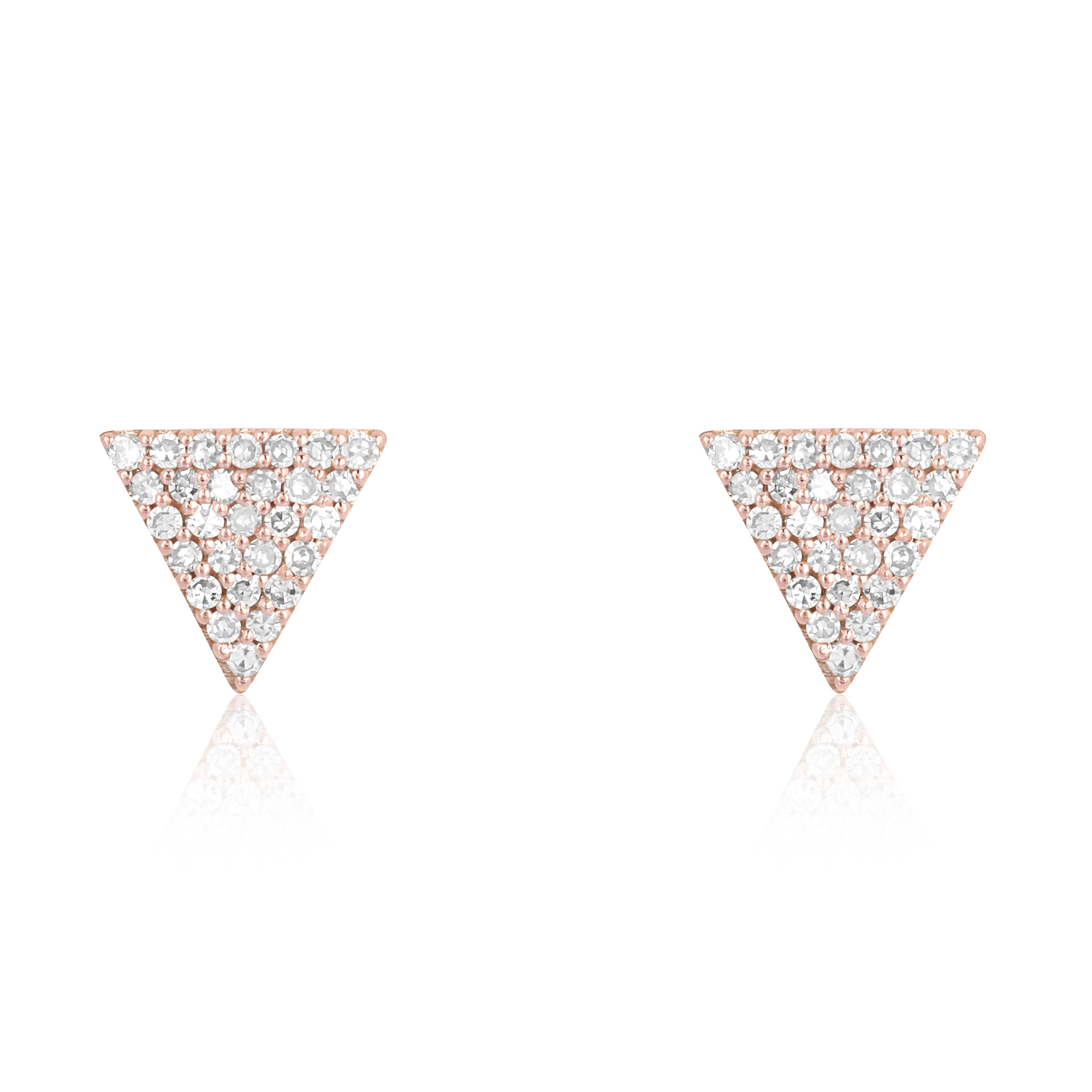 Sterling Silver Pave Diamond Triangle Studs