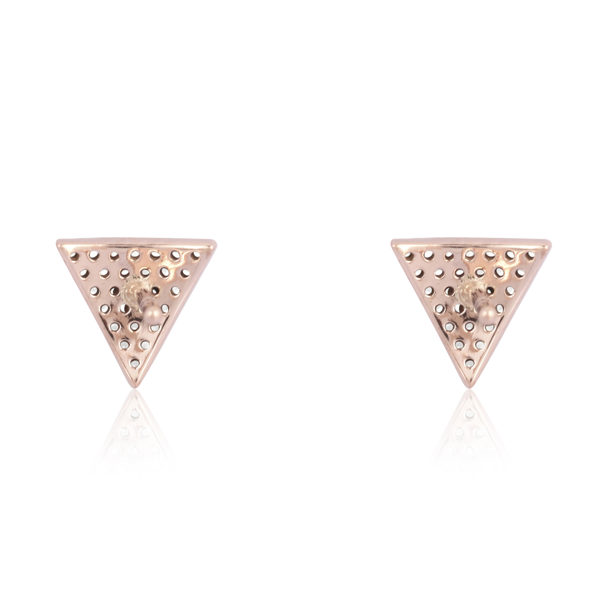 Sterling Silver Pave Diamond Triangle Studs