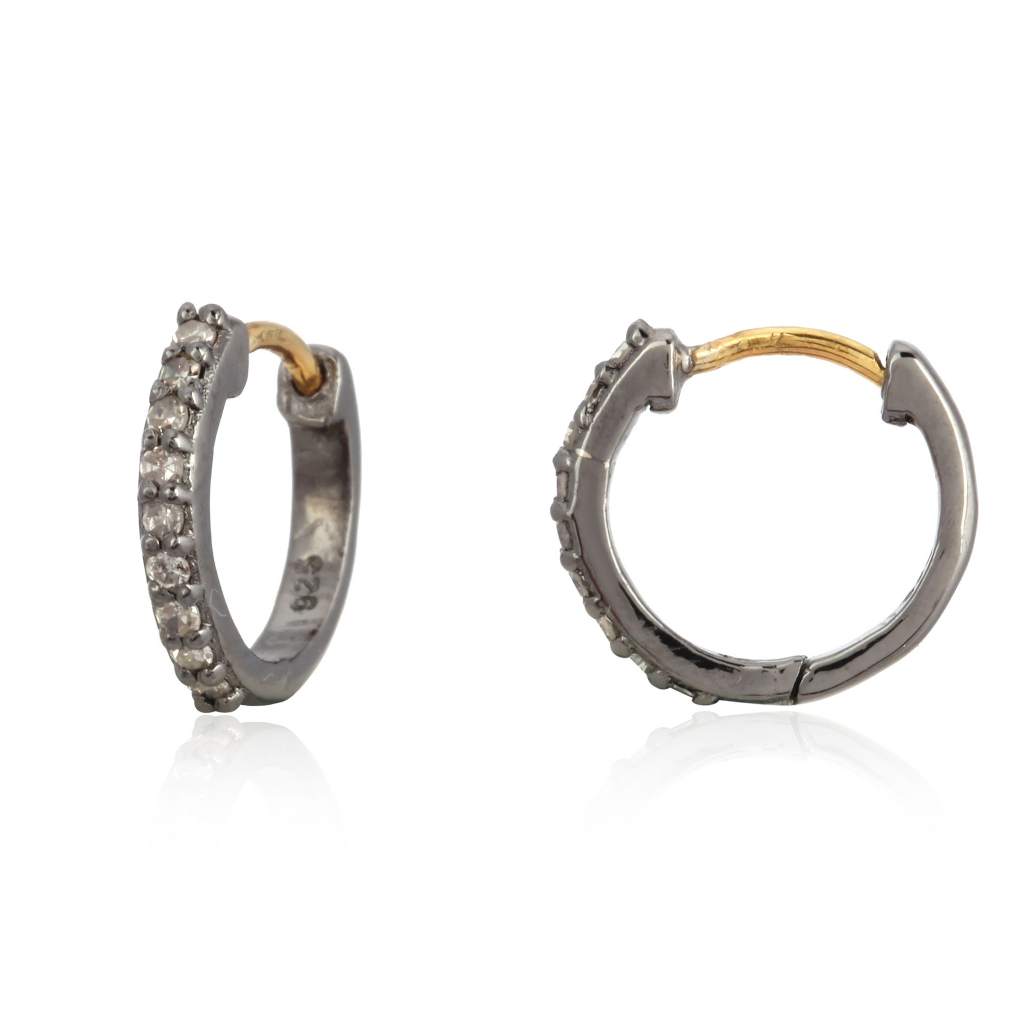 Sterling Silver Diamond Hoop Earrings