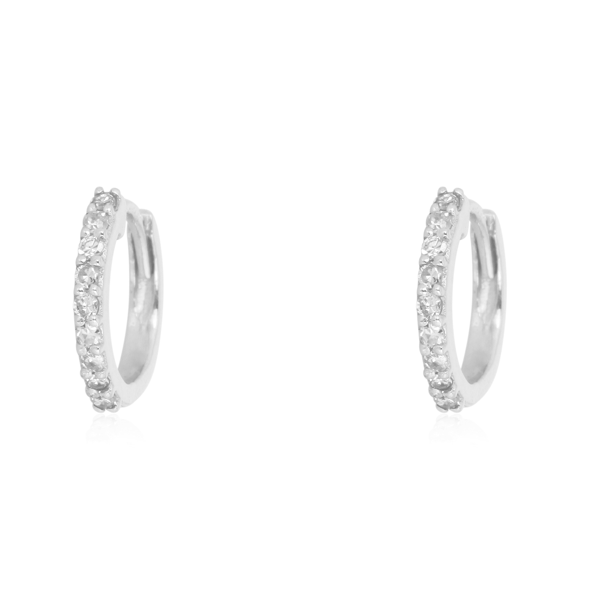 Sterling Silver Diamond Hoop Earrings