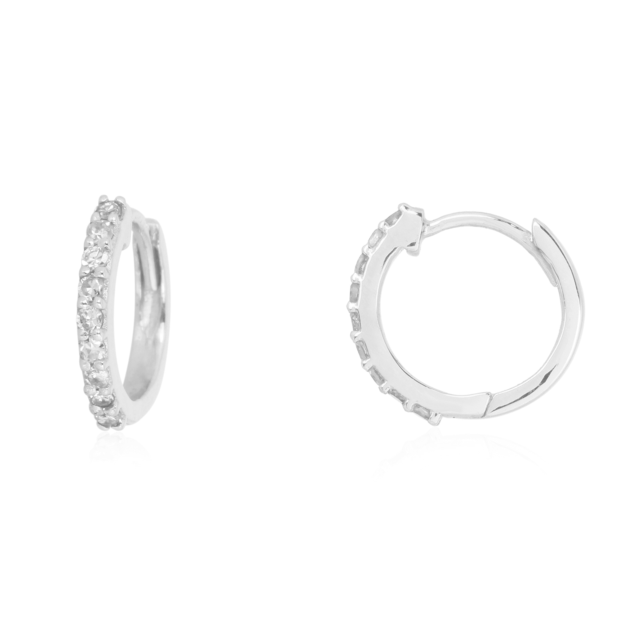 Sterling Silver Diamond Hoop Earrings