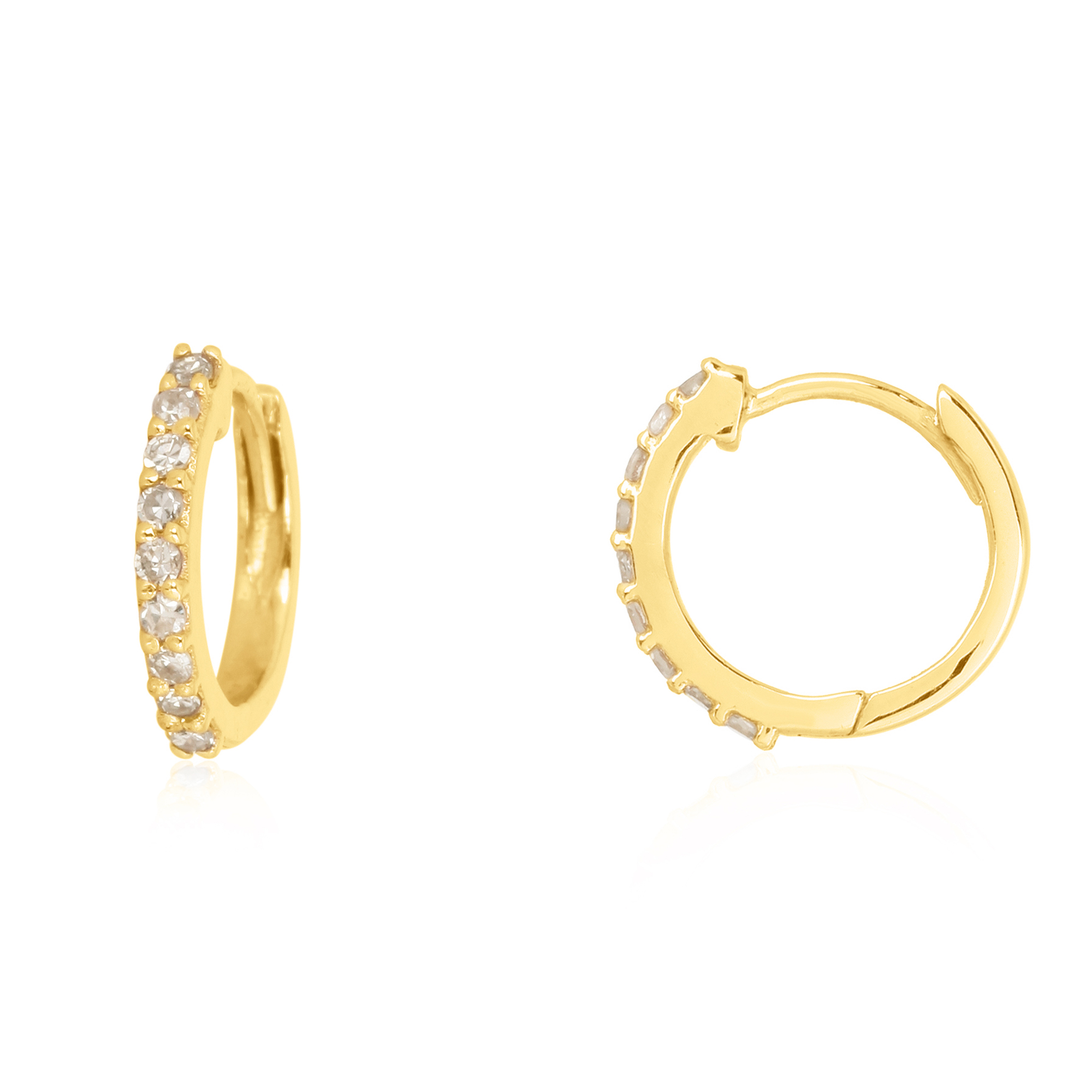 Yellow Gold Diamond Hoop Earrings