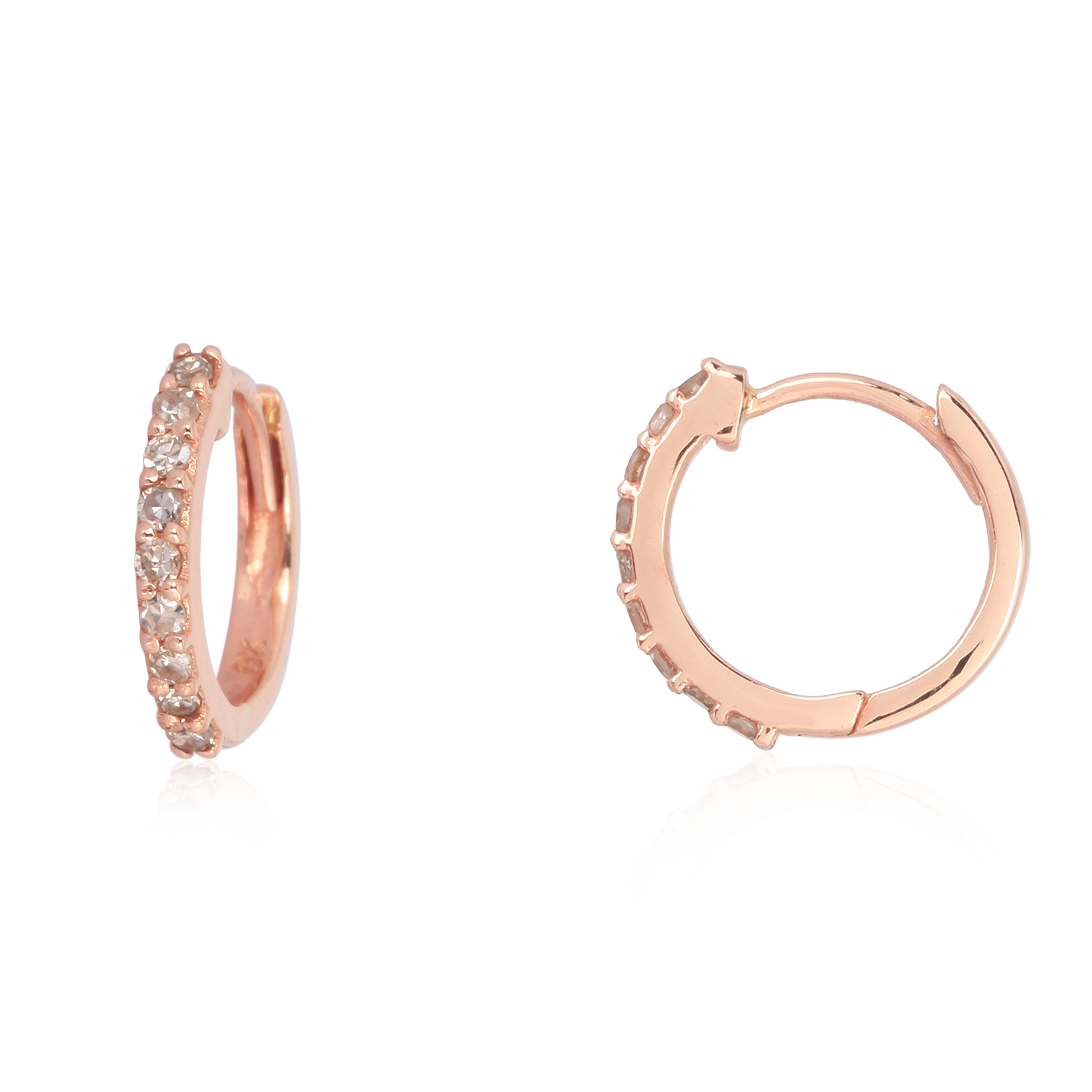 Rose Gold Diamond Hoop Earrings