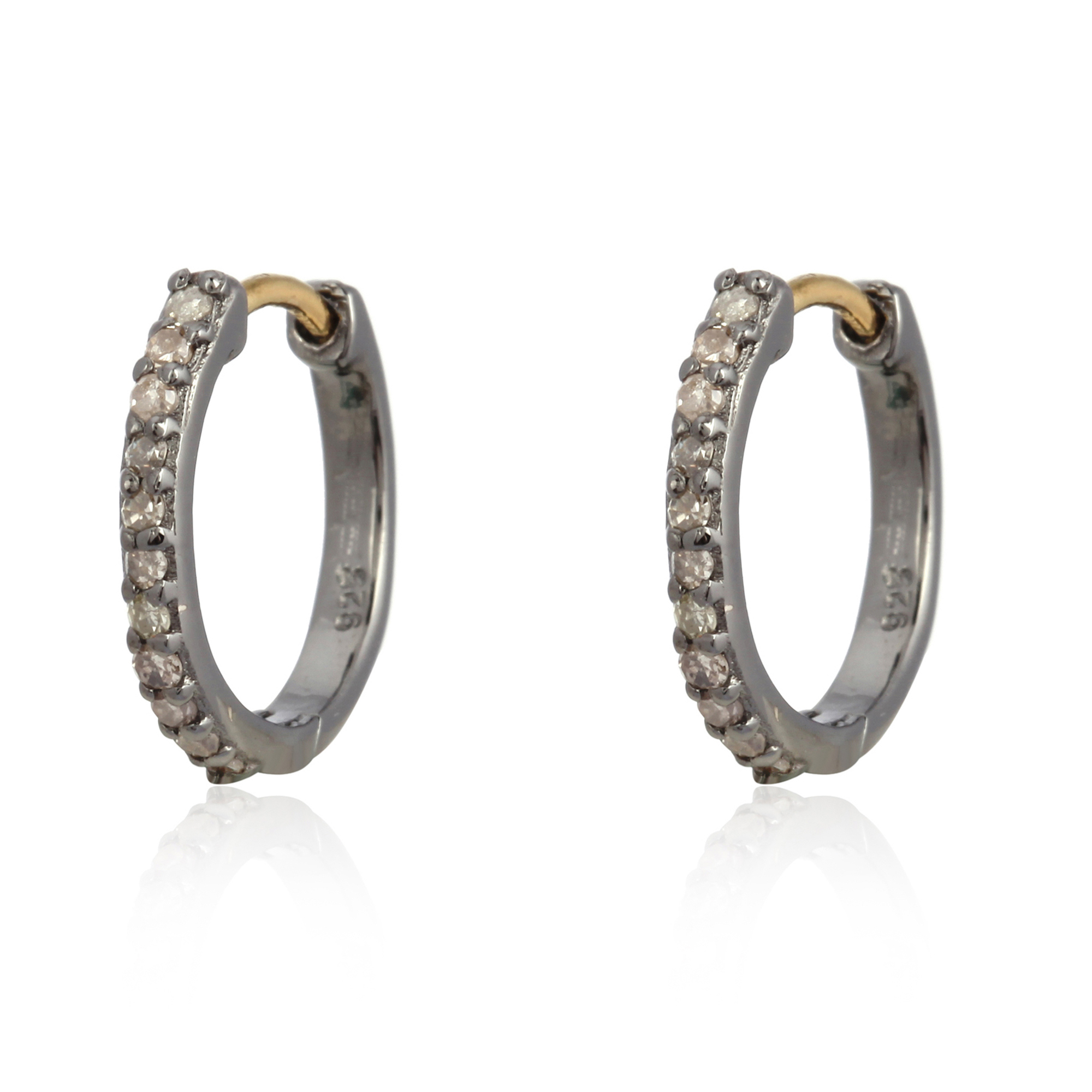 Sterling Silver Diamond Hoop Earrings