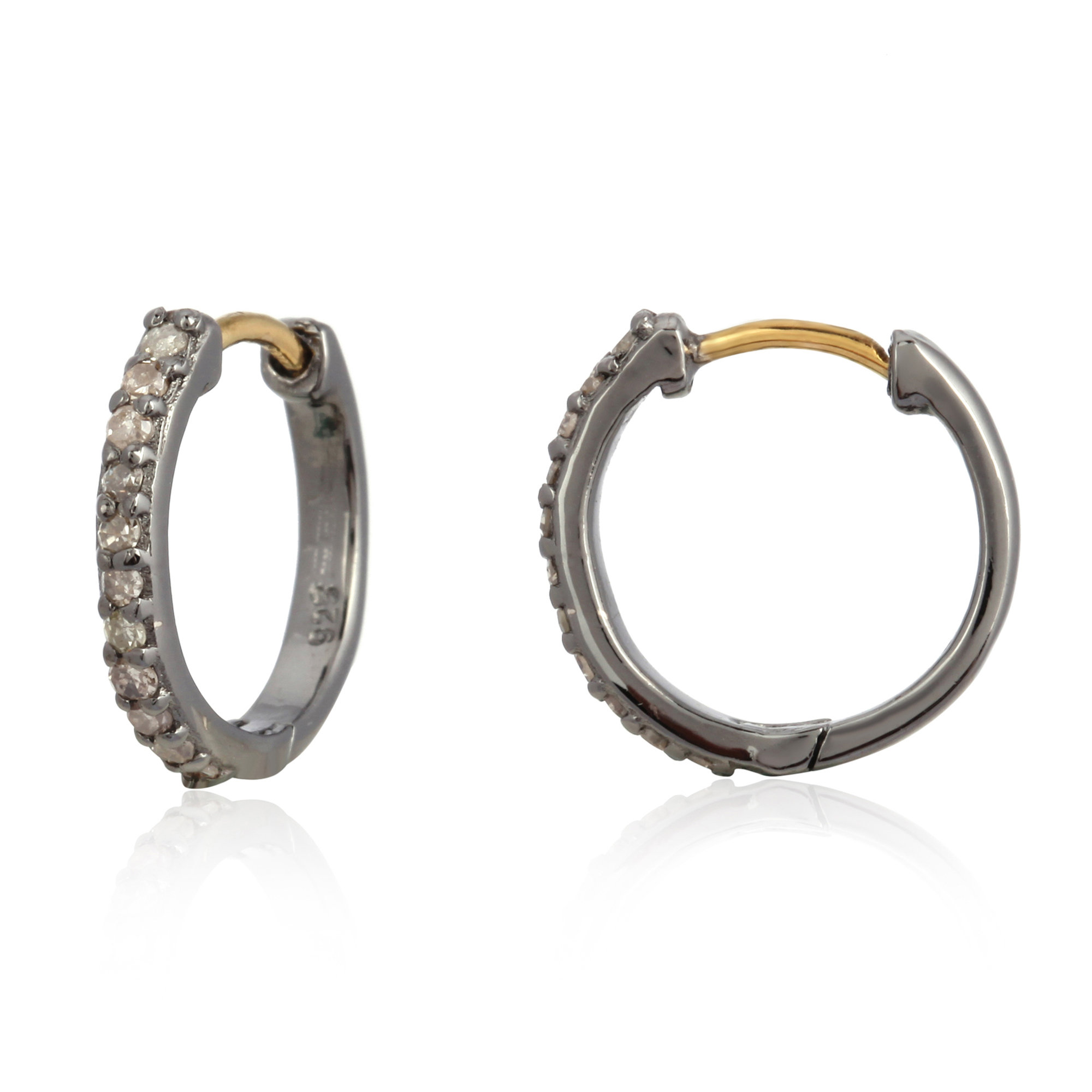 Sterling Silver Diamond Hoop Earrings