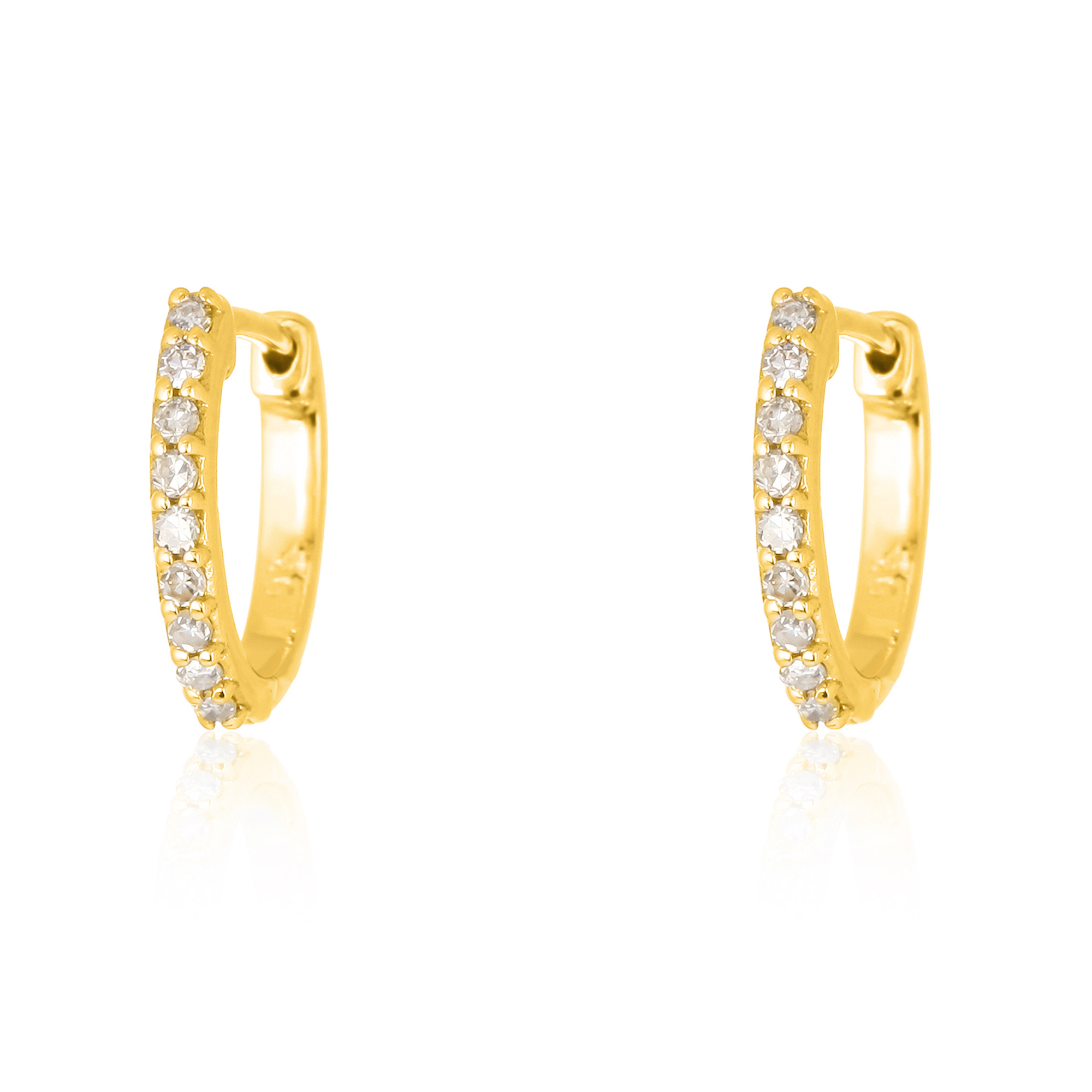 Yellow Gold Diamond Hoop Earrings