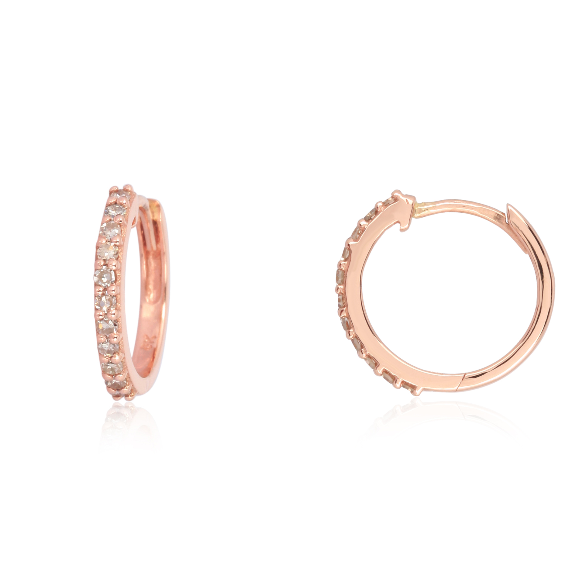 Rose Gold Diamond Hoop Earrings