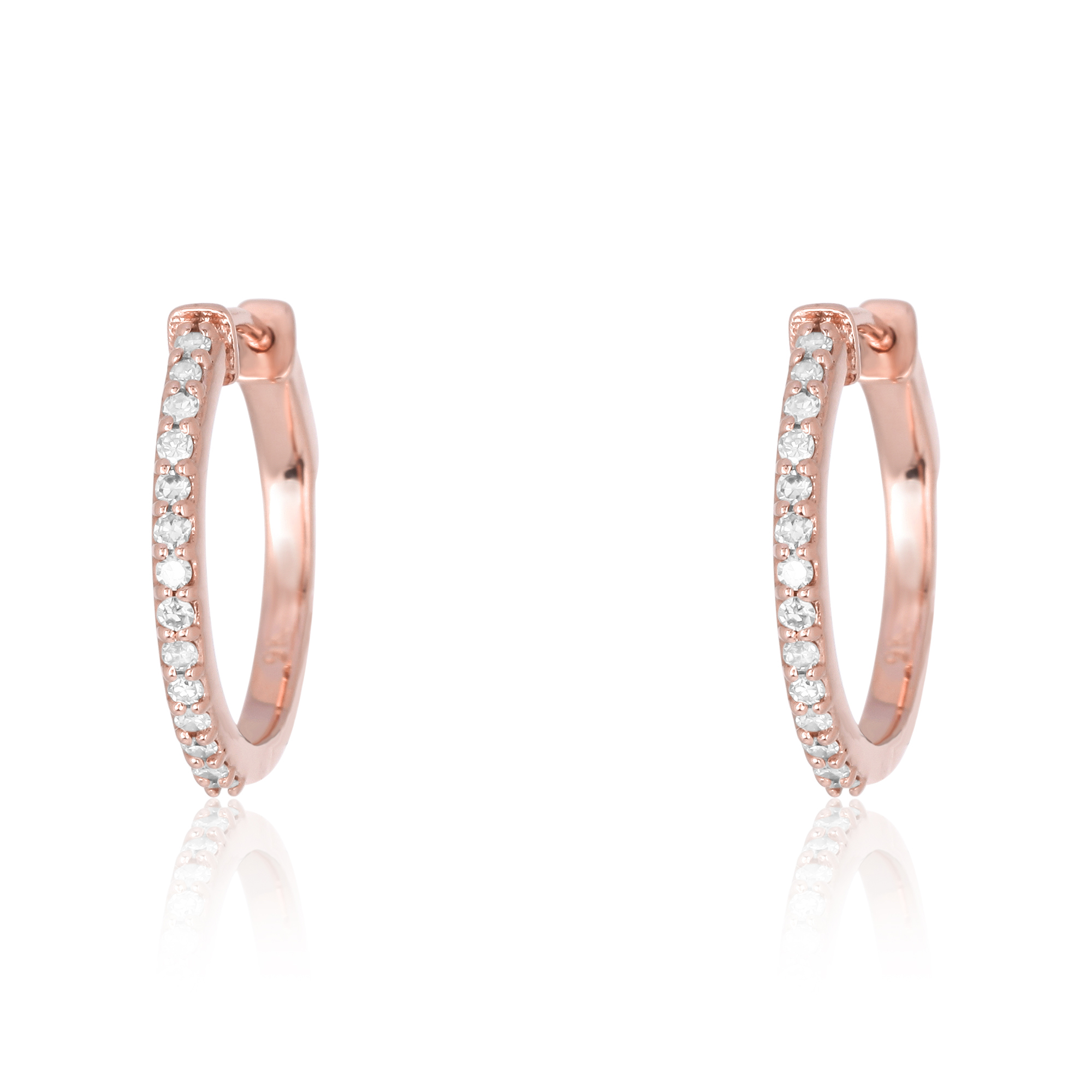 Rose Gold Single Line Diamond Hoops