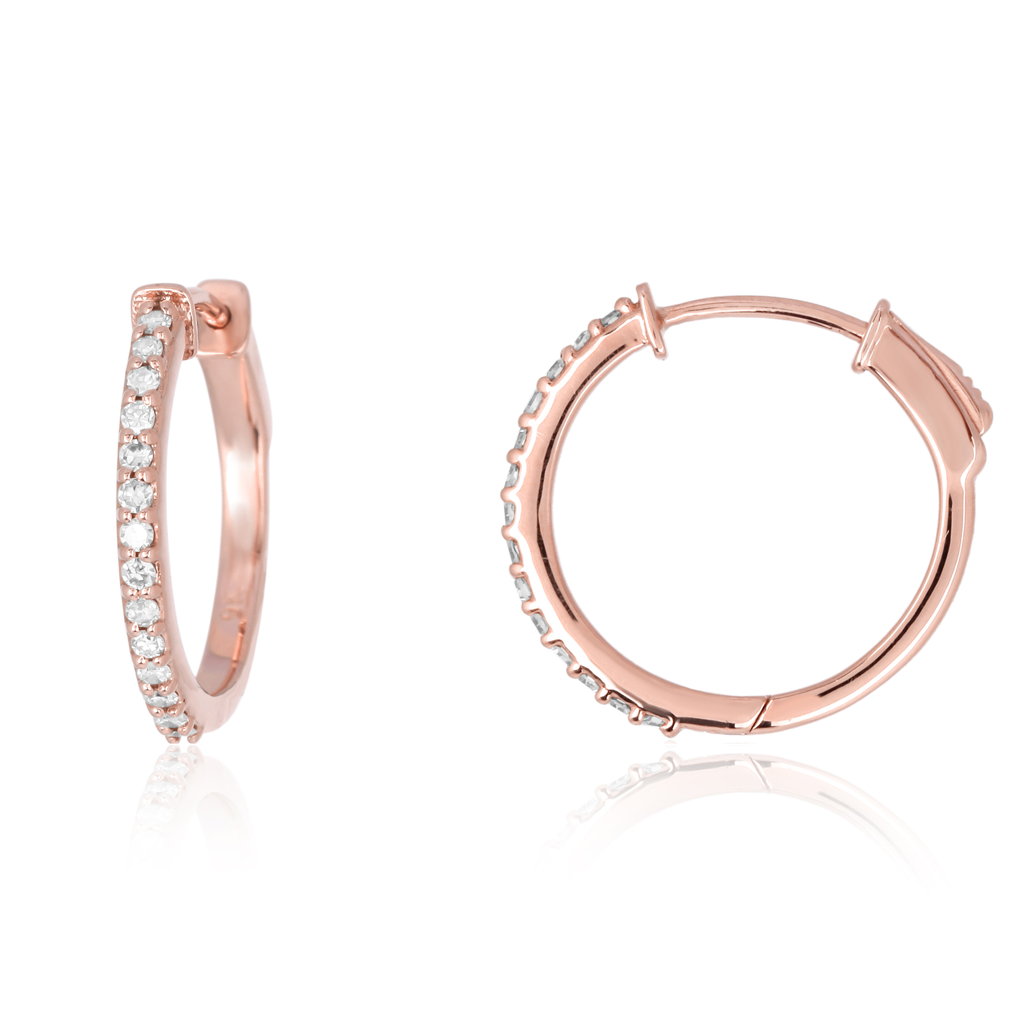 Rose Gold Single Line Diamond Hoops
