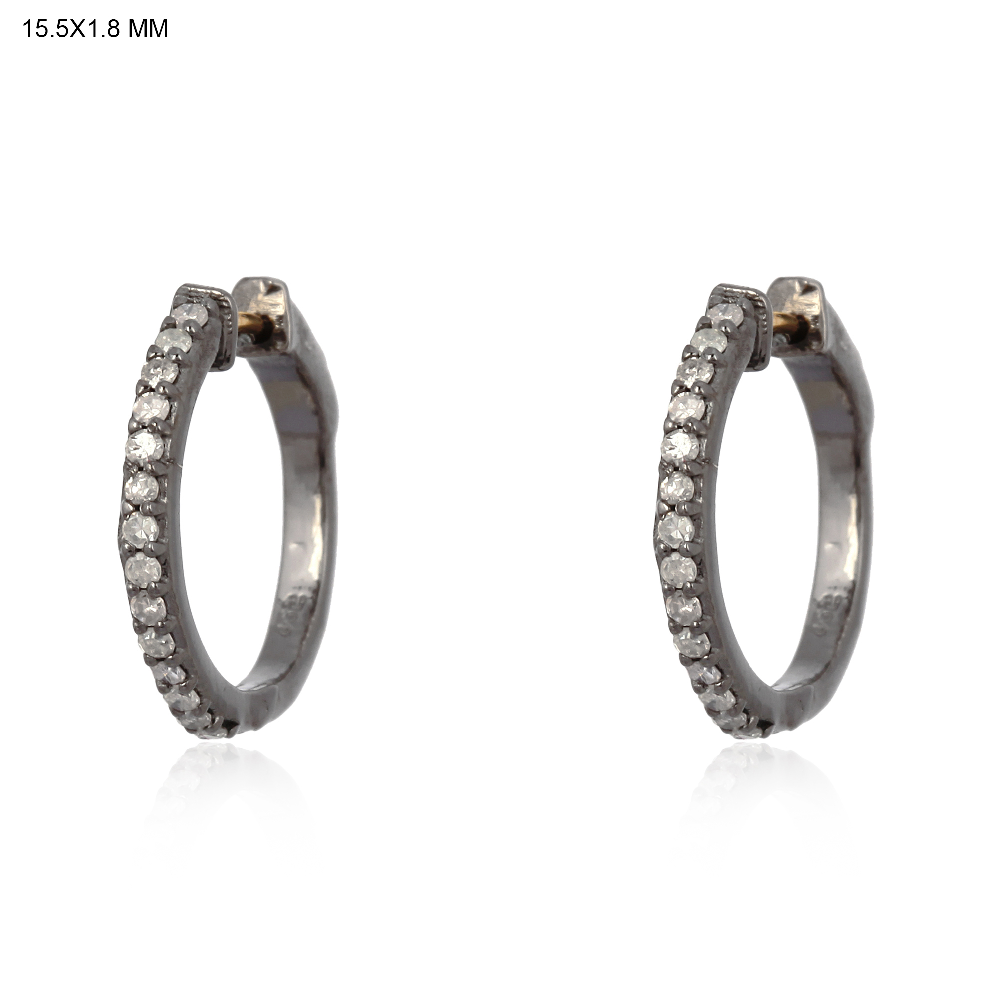 Sterling Silver Single Line Diamond Hoops