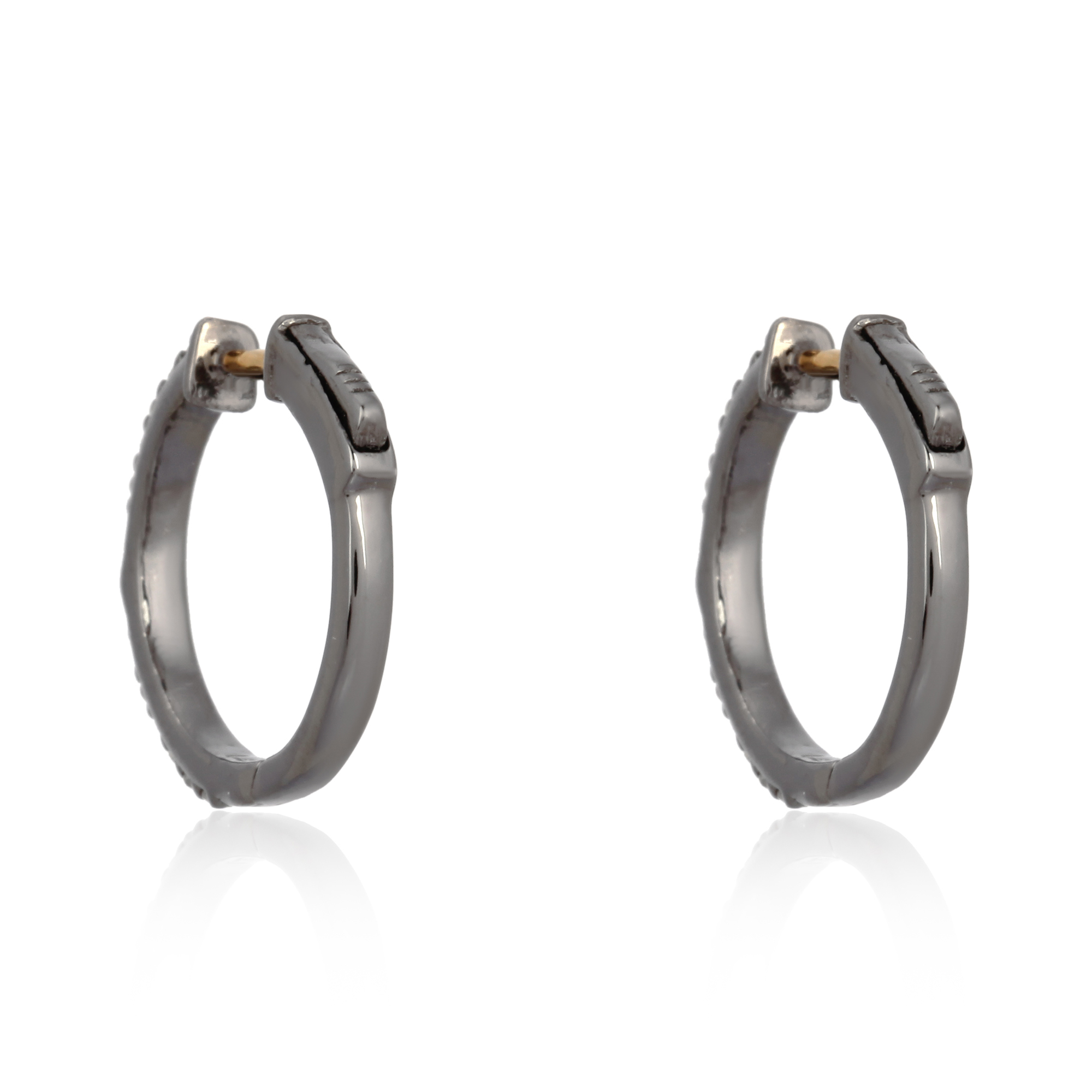 Sterling Silver Single Line Diamond Hoops