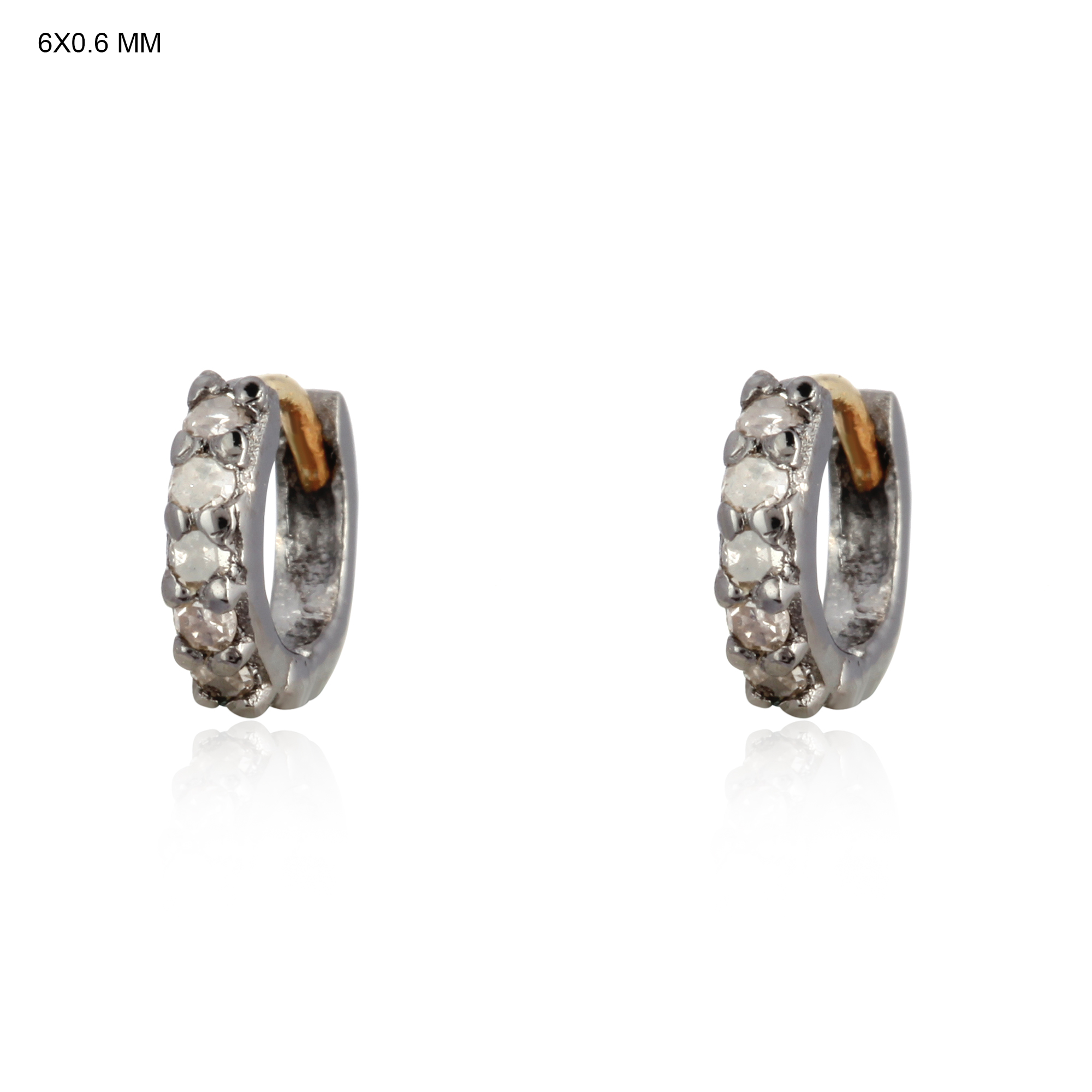 Sterling Silver Diamond Huggie Hoop Earrings