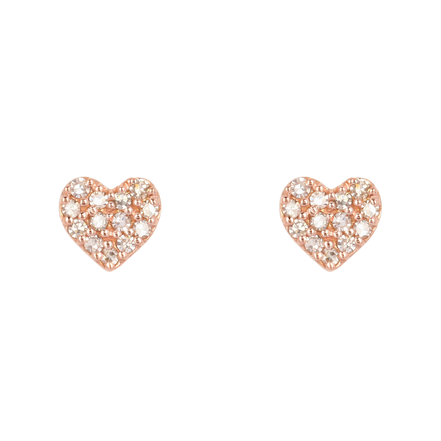 Rose Gold Diamond Heart Studs