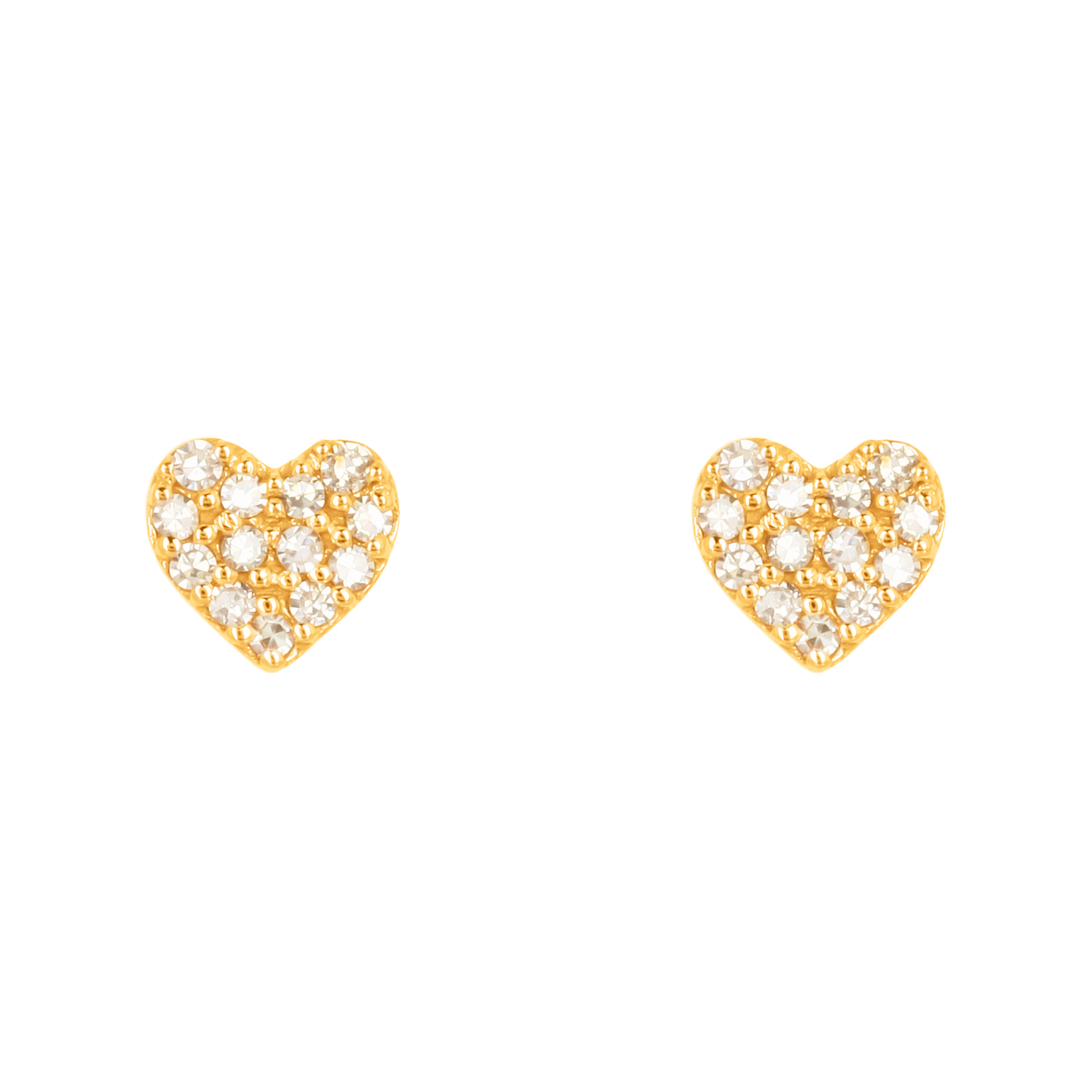 Yellow Gold Diamond Heart Studs