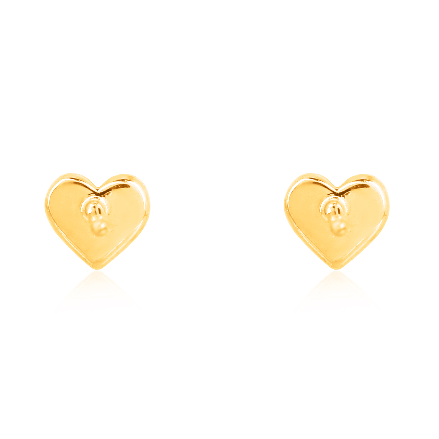 Yellow Gold Diamond Heart Studs