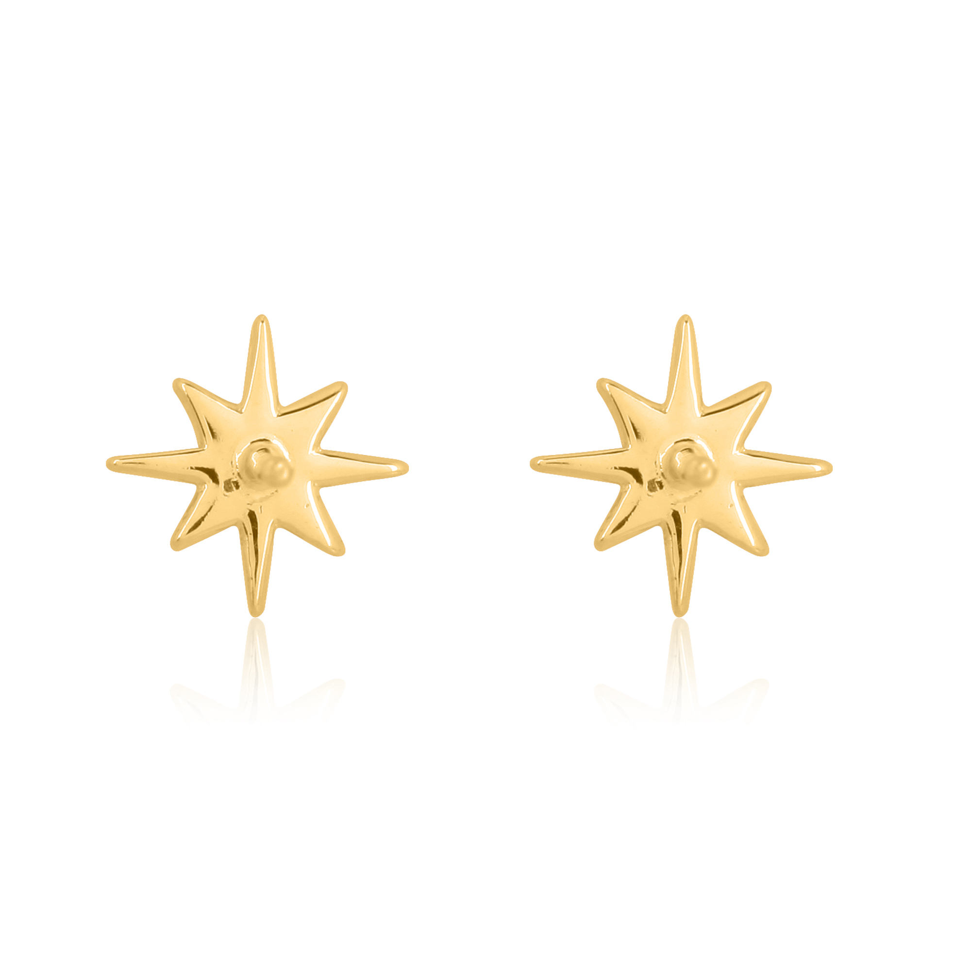 Yellow Gold Pave Diamond Bursting Star Studs