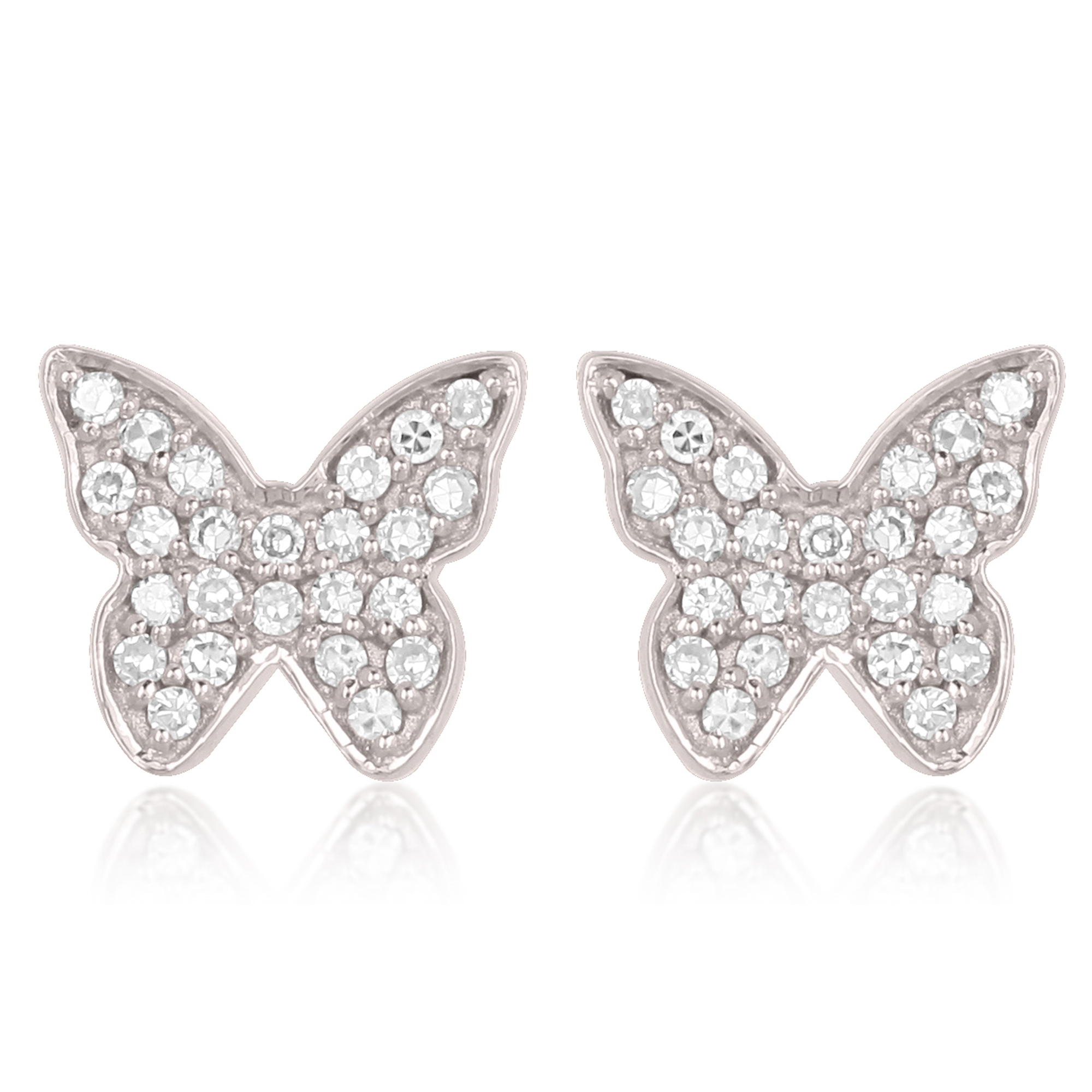 Sterling Silver Diamond Butterfly Earrings