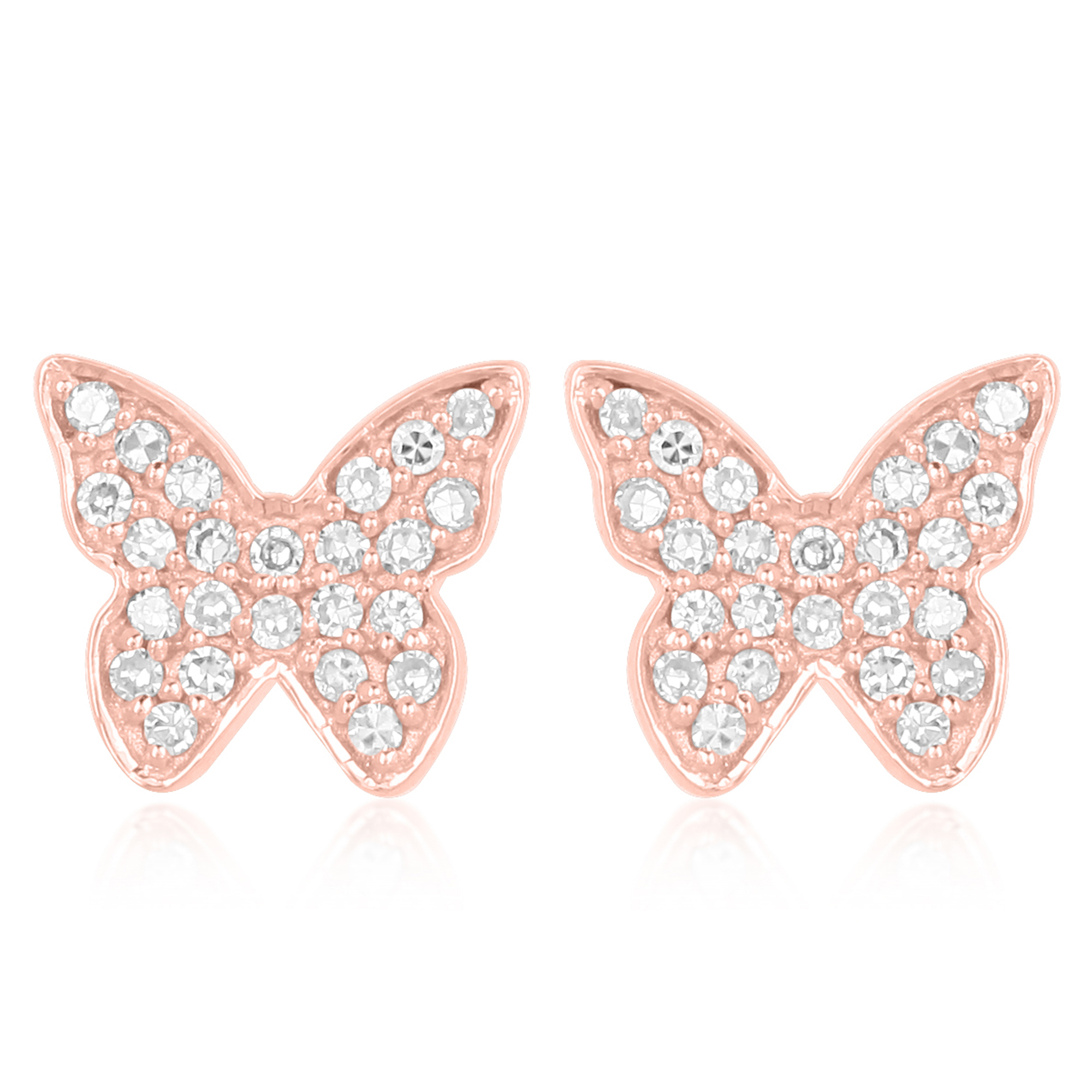 Sterling Silver Diamond Butterfly Earrings