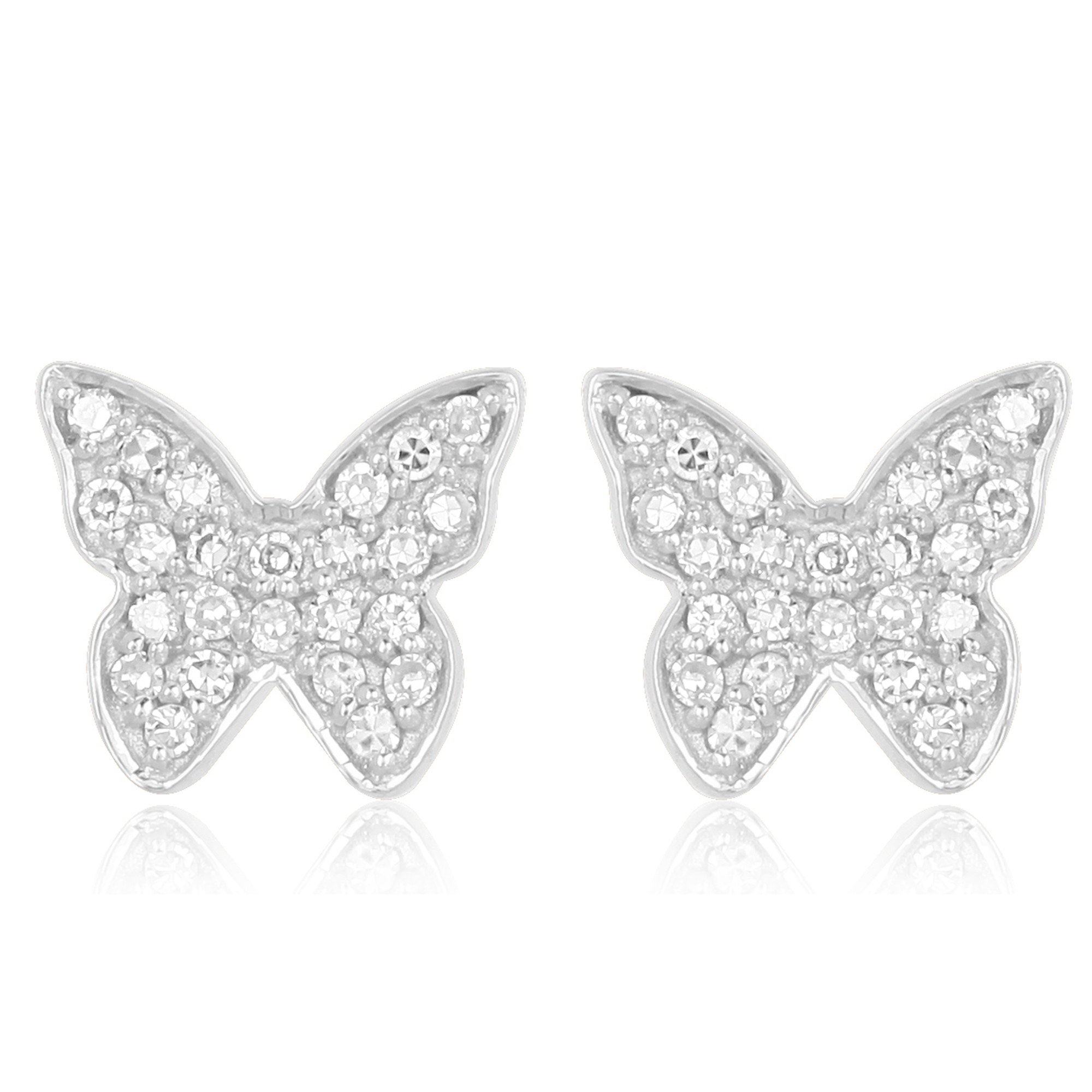 Sterling Silver Diamond Butterfly Earrings