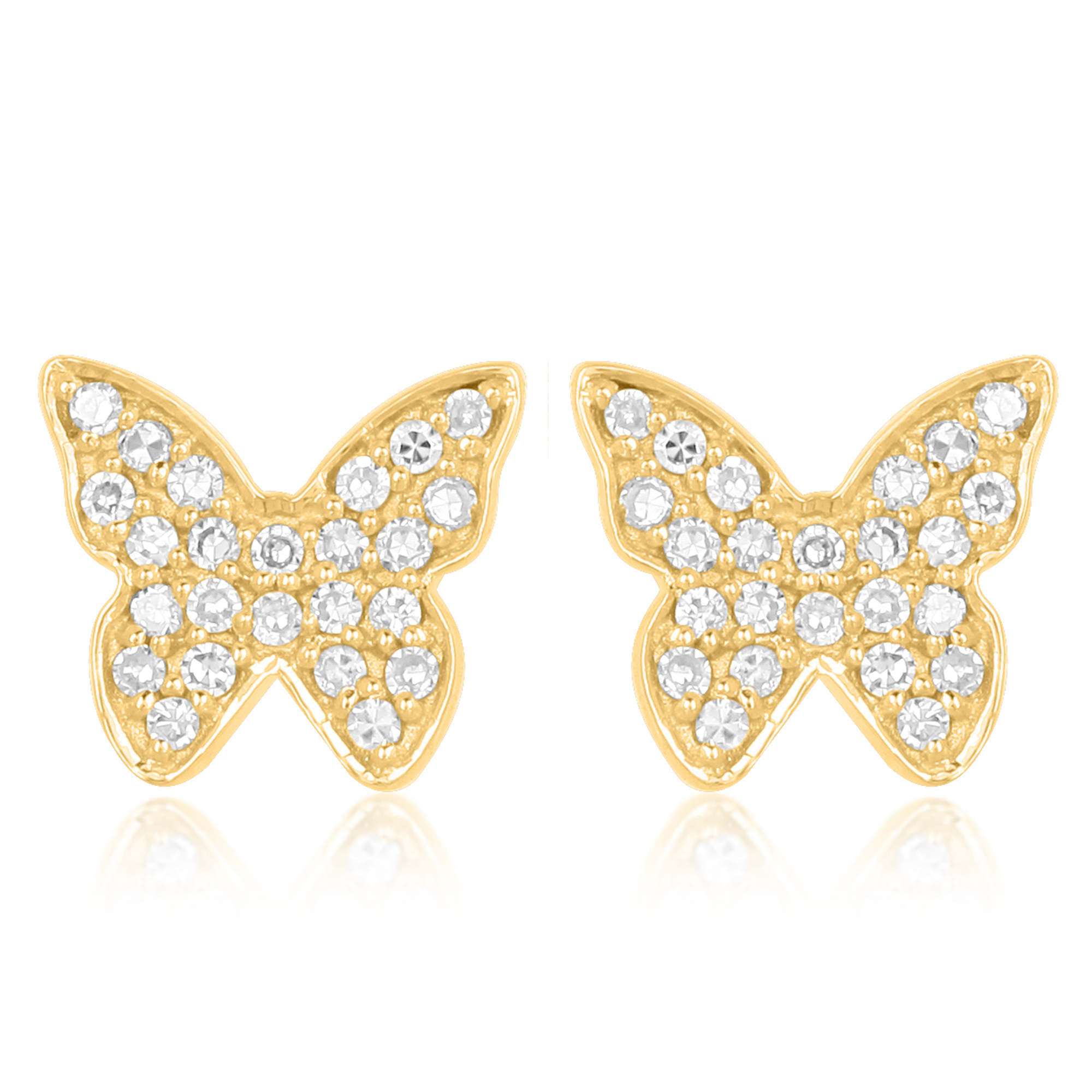 Yellow Gold Butterfly Diamond Earrings