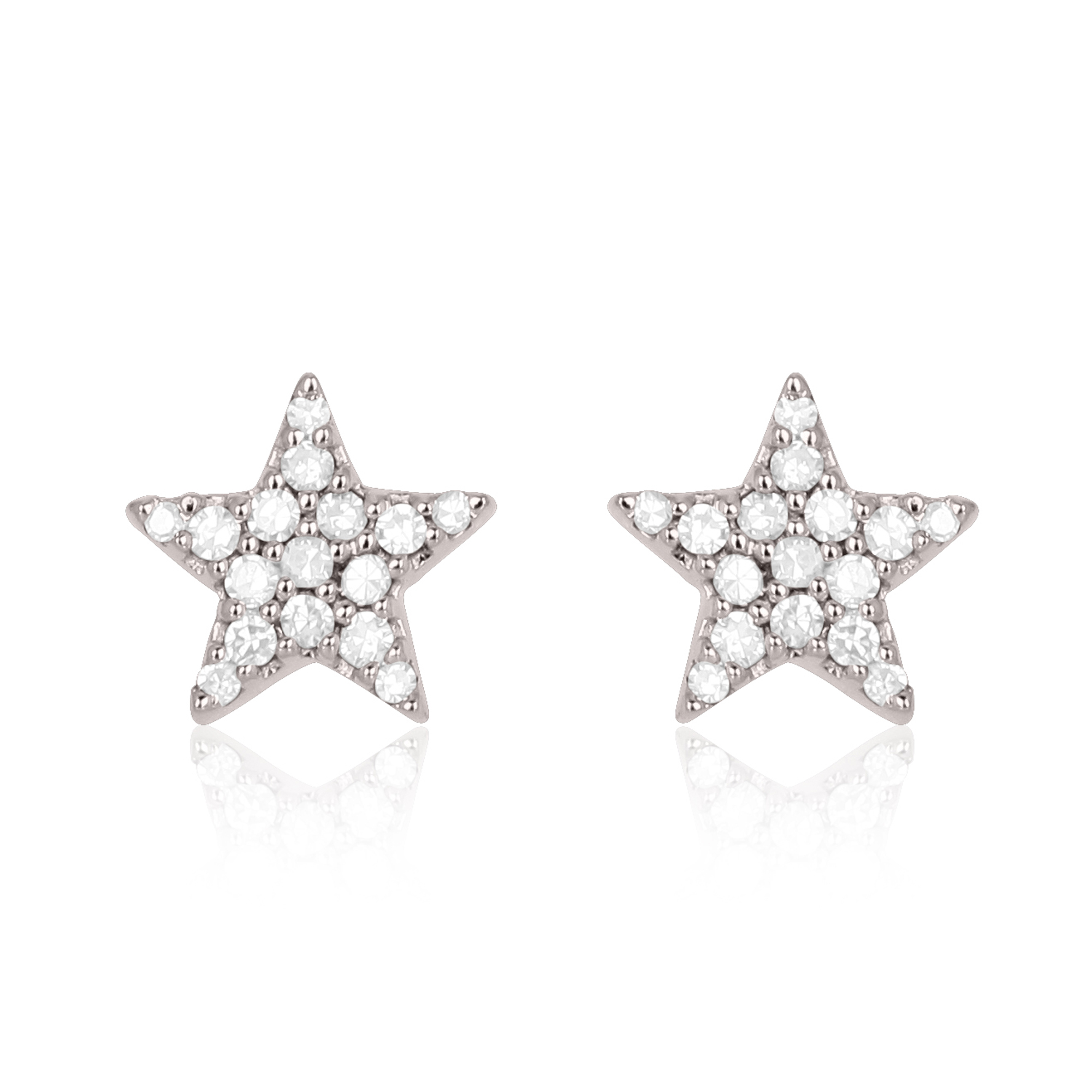Sterling Silver Pave Diamond Tiny Star Studs