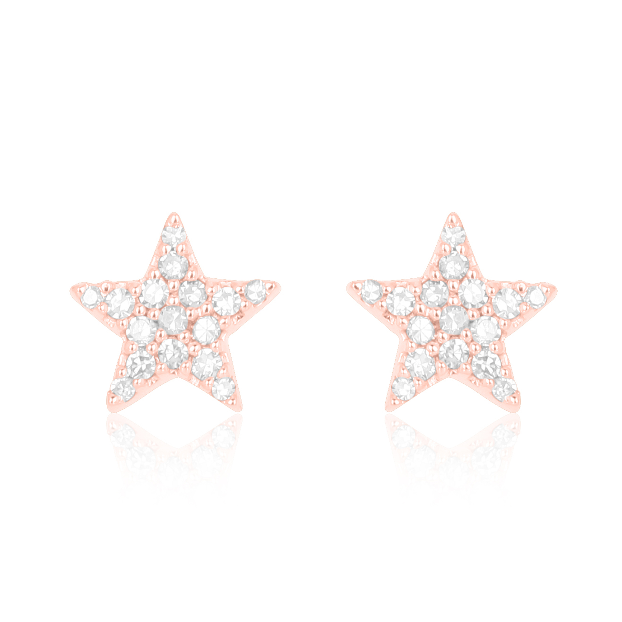Sterling Silver Pave Diamond Tiny Star Studs