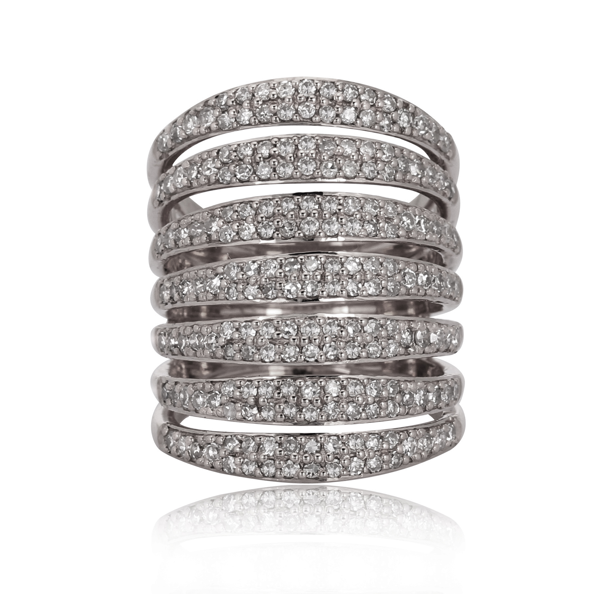 Sterling Silver Multiband Diamond Ring