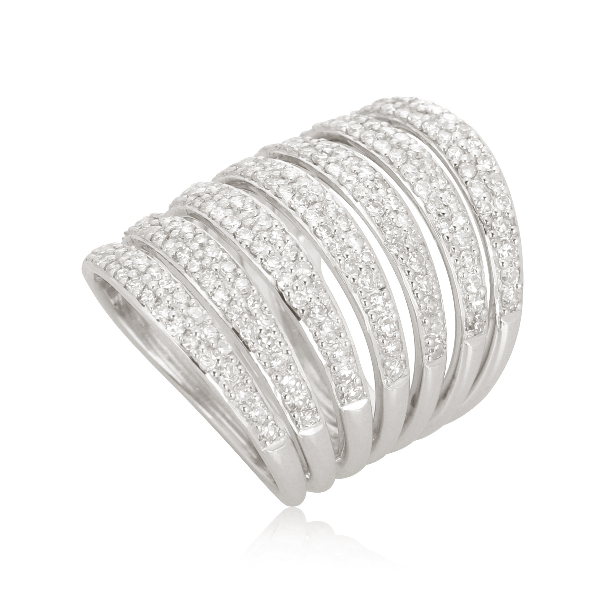 Sterling Silver Multiband Diamond Ring