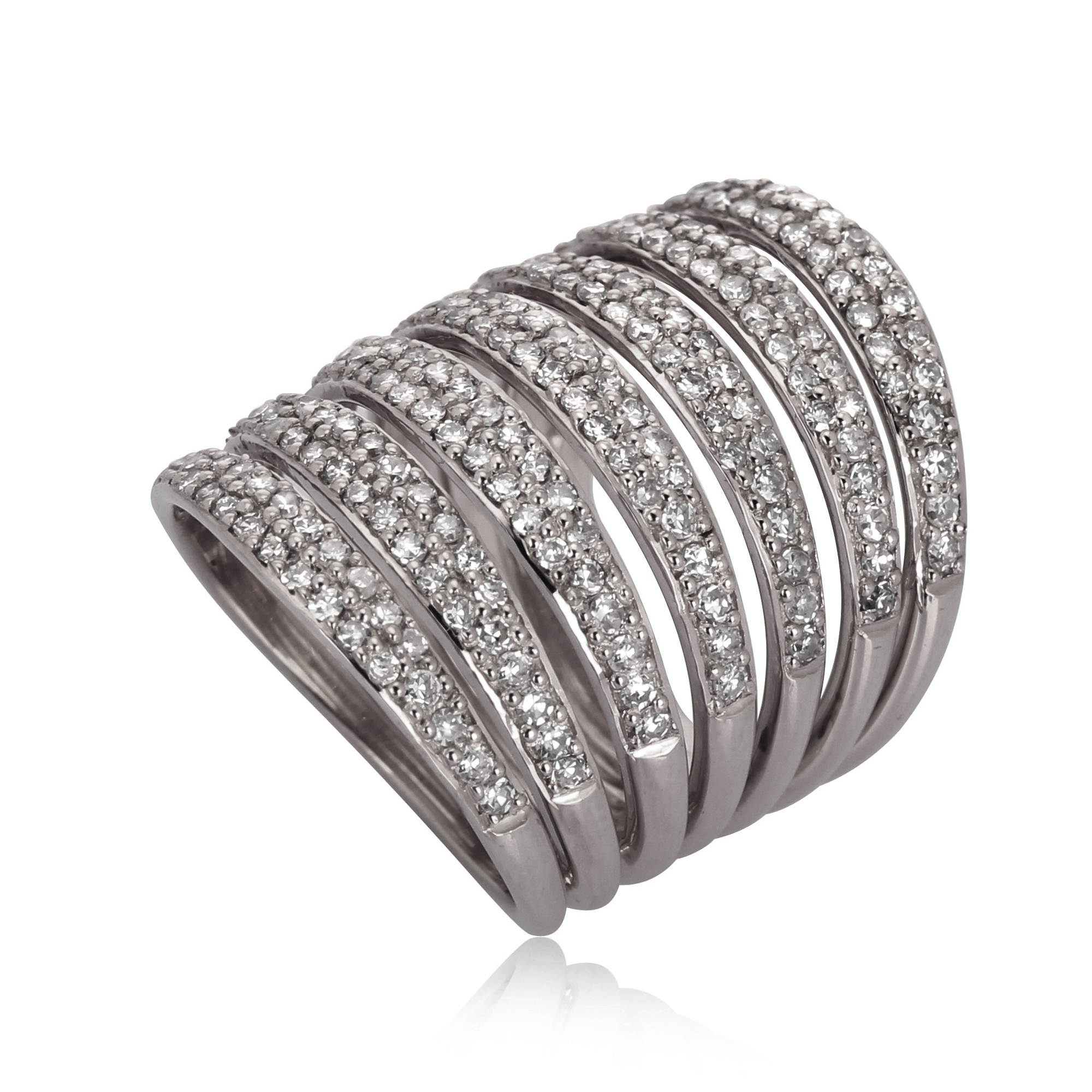 Sterling Silver Multiband Diamond Ring