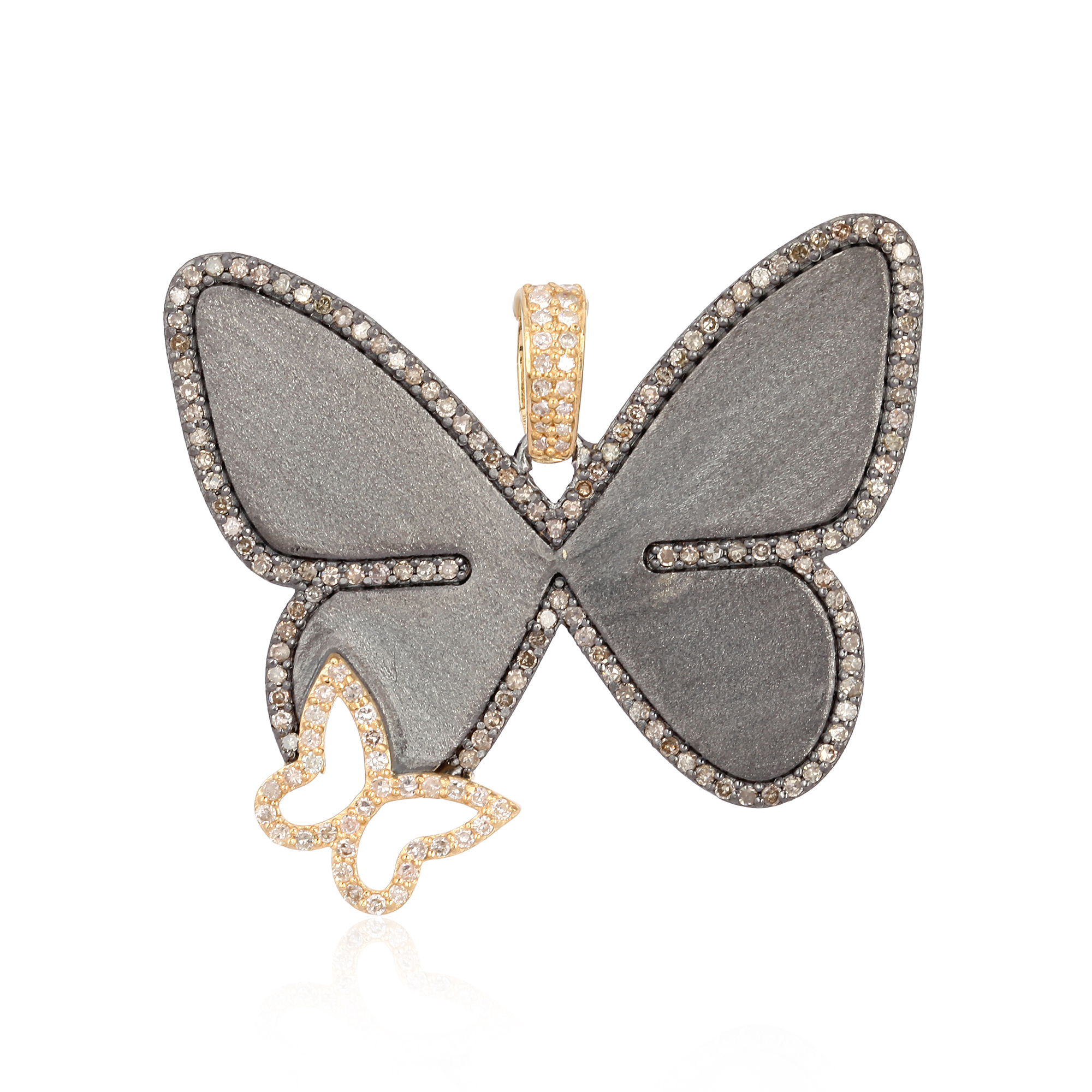 Sterling Silver Butterfly Diamond Pendant With Chain