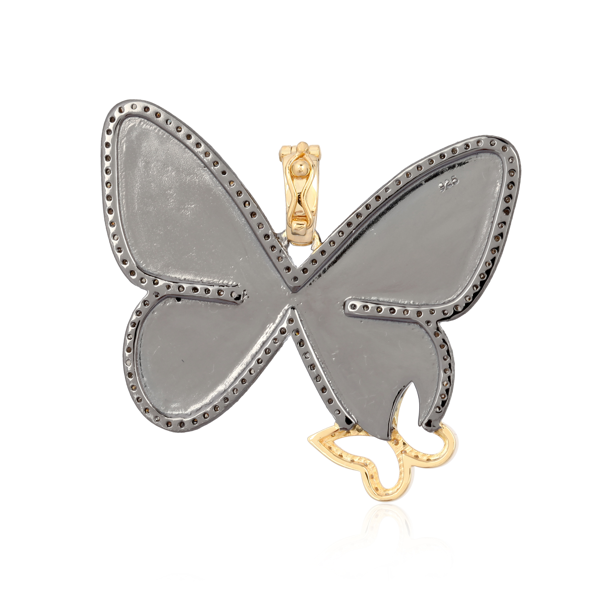 Sterling Silver Butterfly Diamond Pendant With Chain
