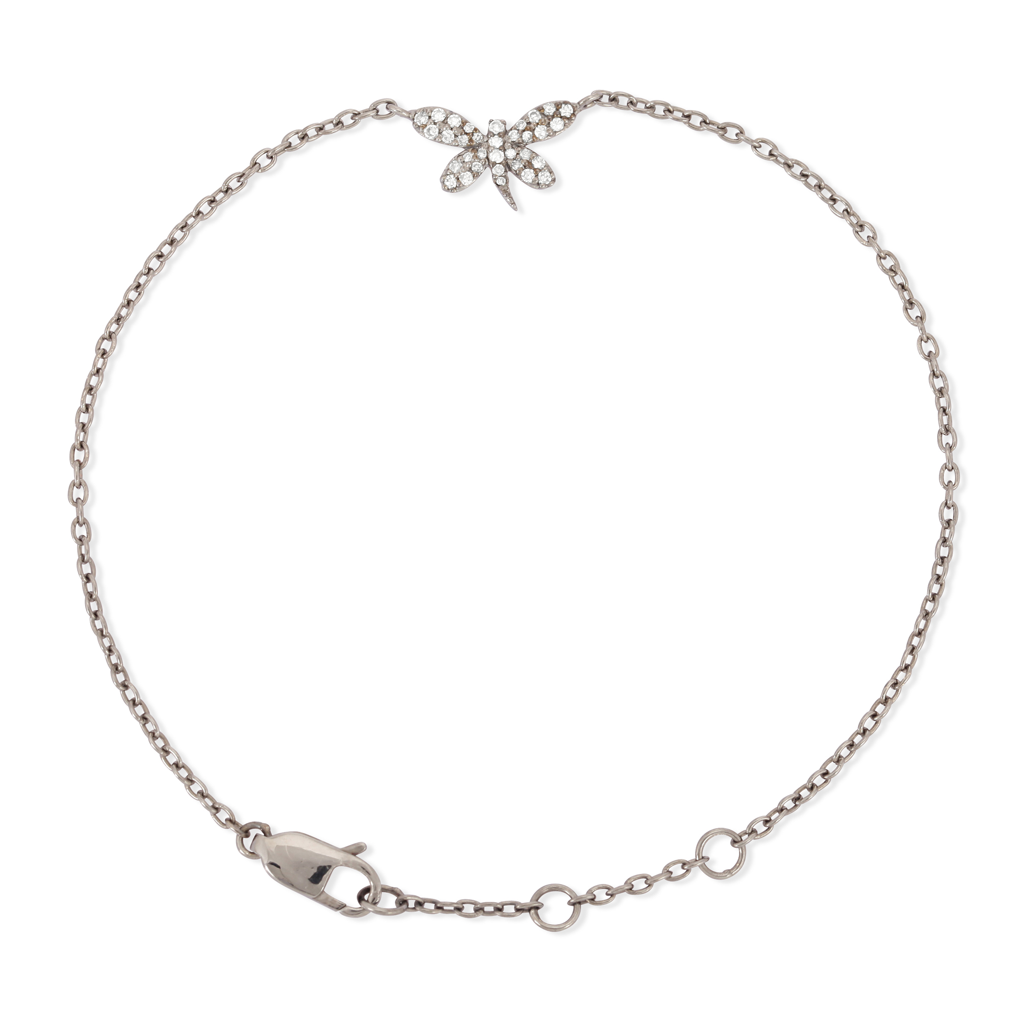 Sterling Silver Butterfly Diamond Bracelet