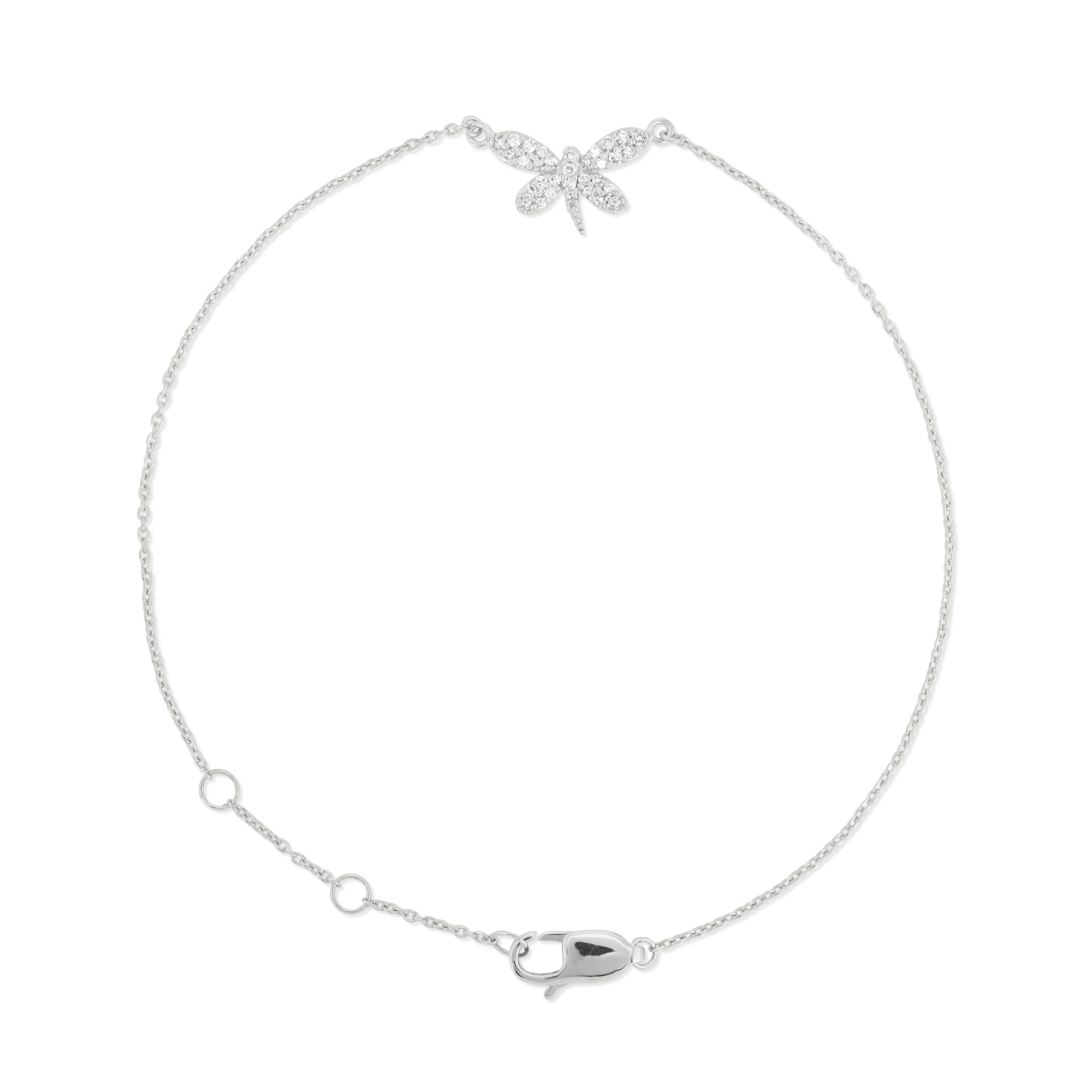 Sterling Silver Butterfly Diamond Bracelet