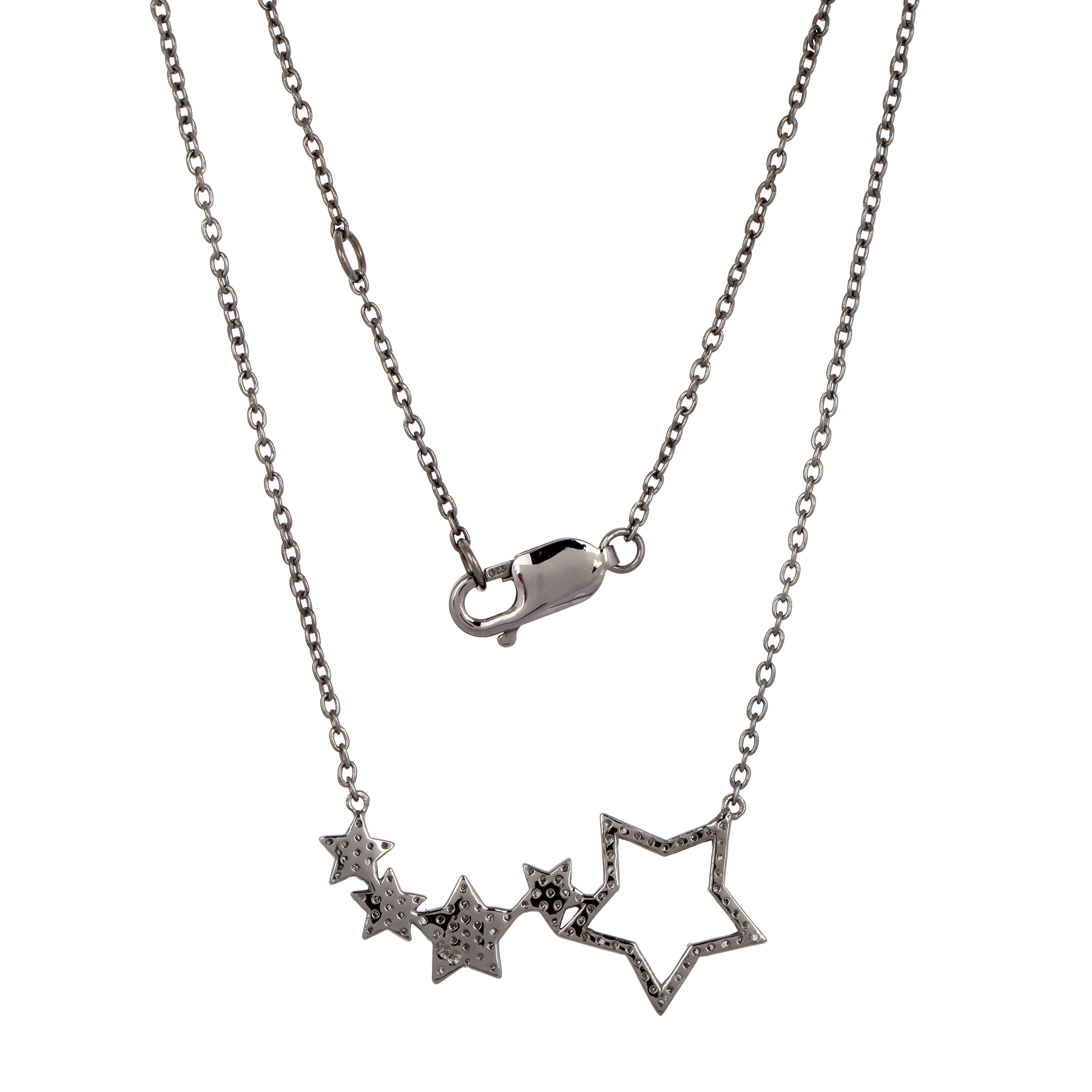 Sterling Silver Five Star Diamond Pendant with Chain