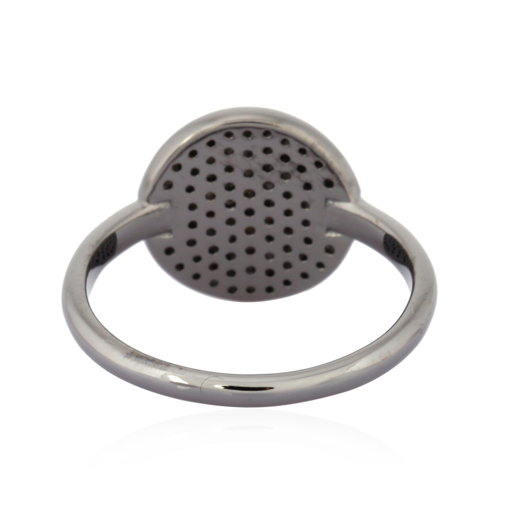 Sterling Silver Round Pave Diamond Disc Ring